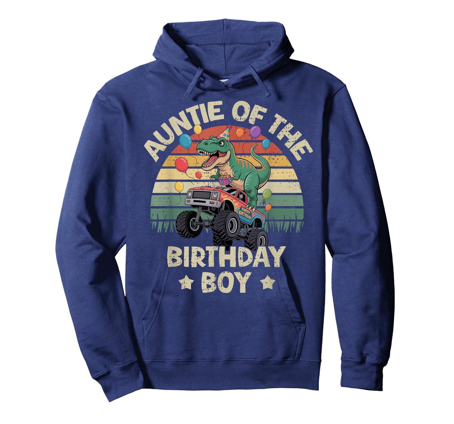 Auntie of The Birthday Party Monster Truck T-Rex Auntie T-Shirt