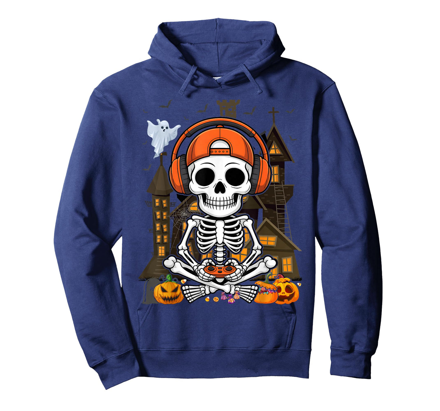 Skeleton Halloween Video Gamer Kids Boys Teens Men T-Shirt