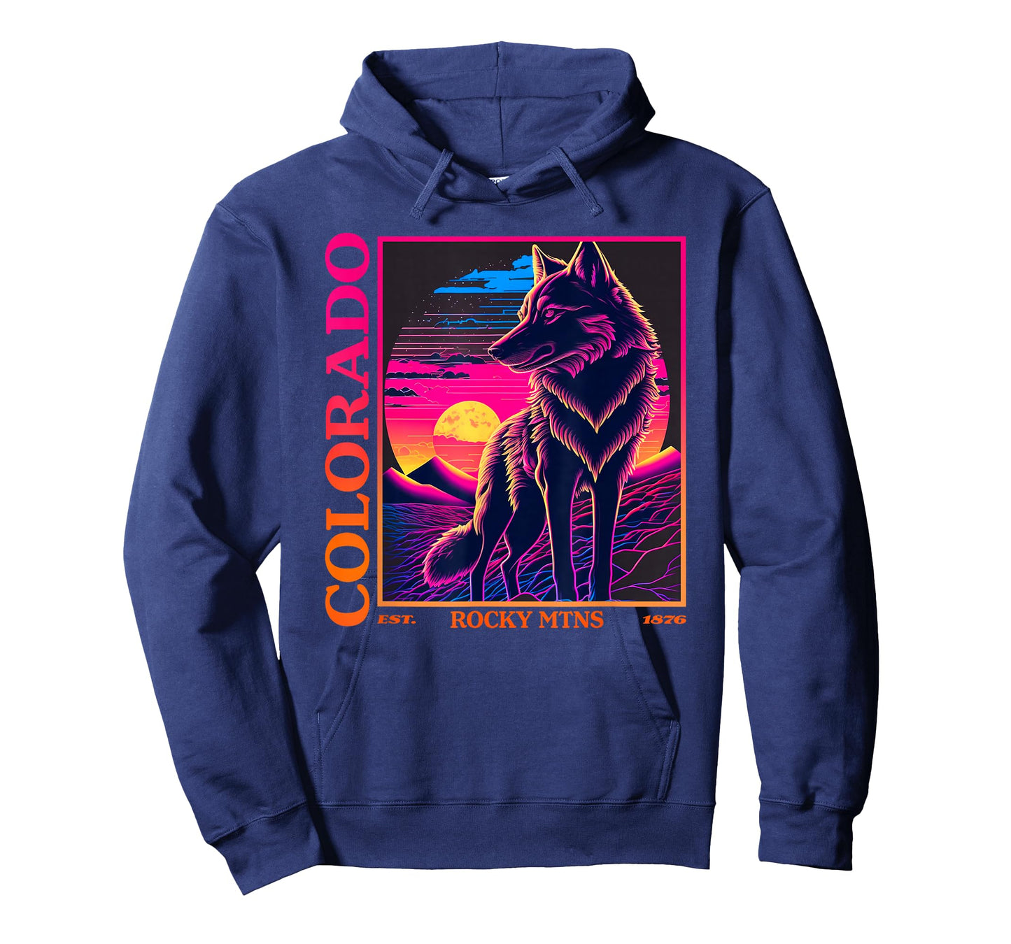 Colorado Mountain Wolf - Wolf, Moon, & Stars Retro T-Shirt