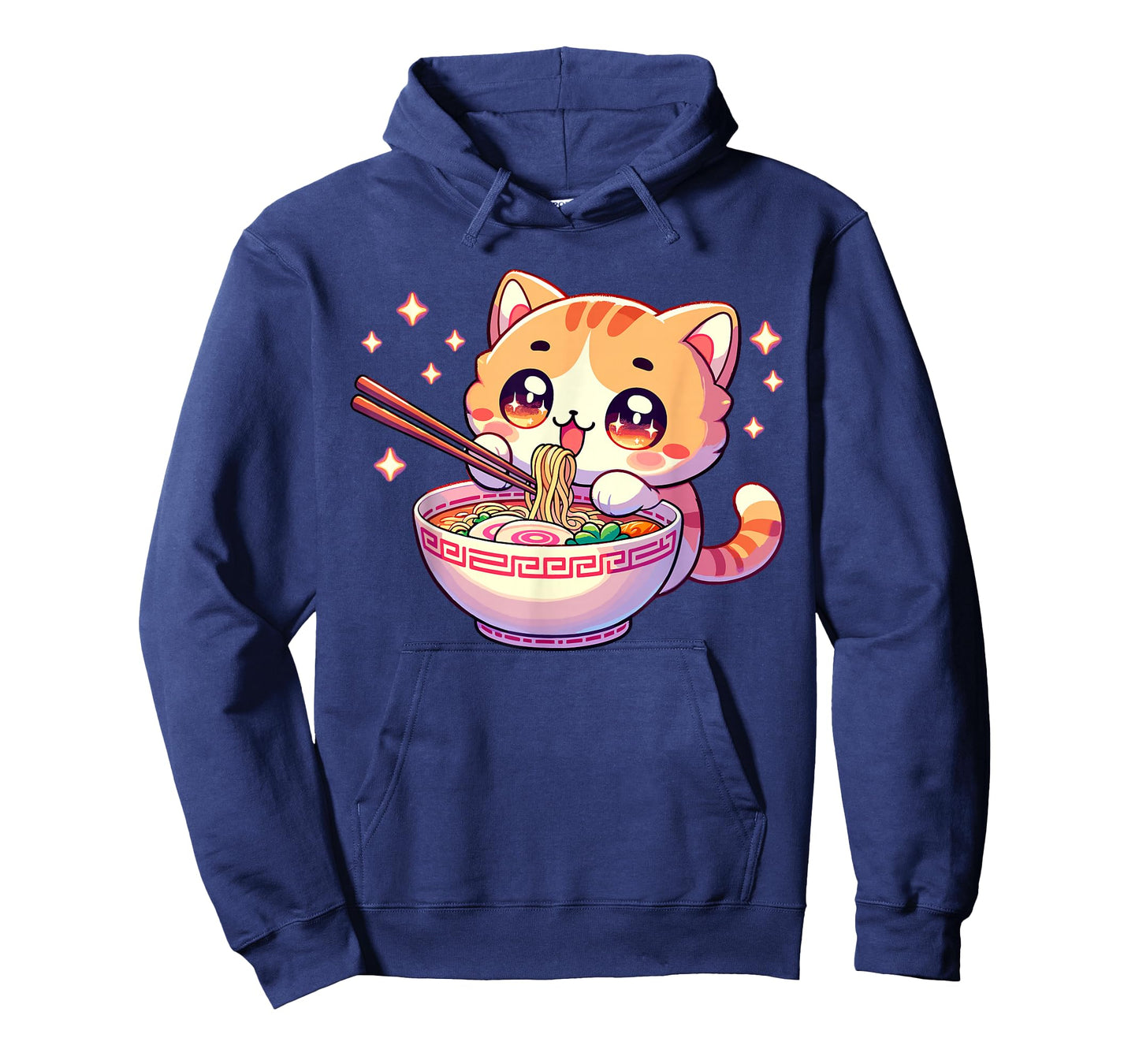 Japanese Kawaii Kitten Anime Cat Eating Ramen Women Girls Tees T-Shirt