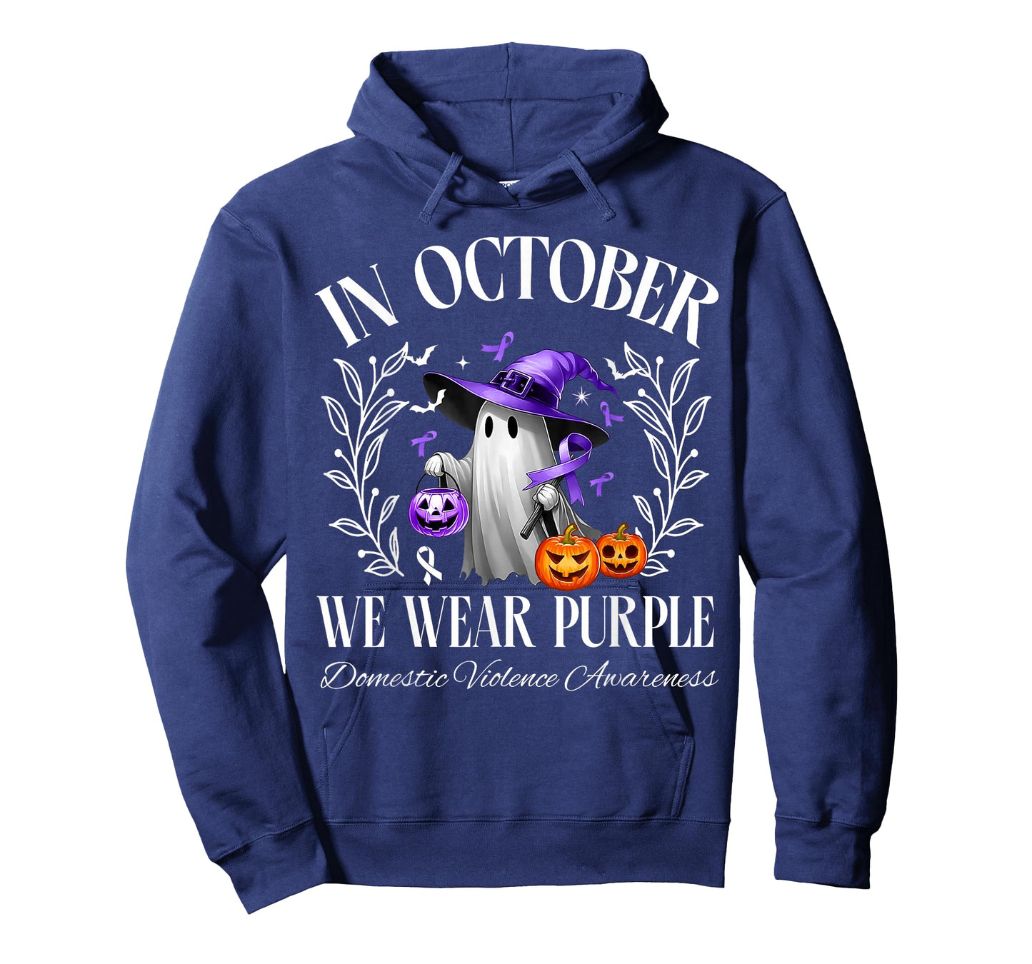 In October We Wear Purple Domestic Violence Ghost Halloween T-Shirt