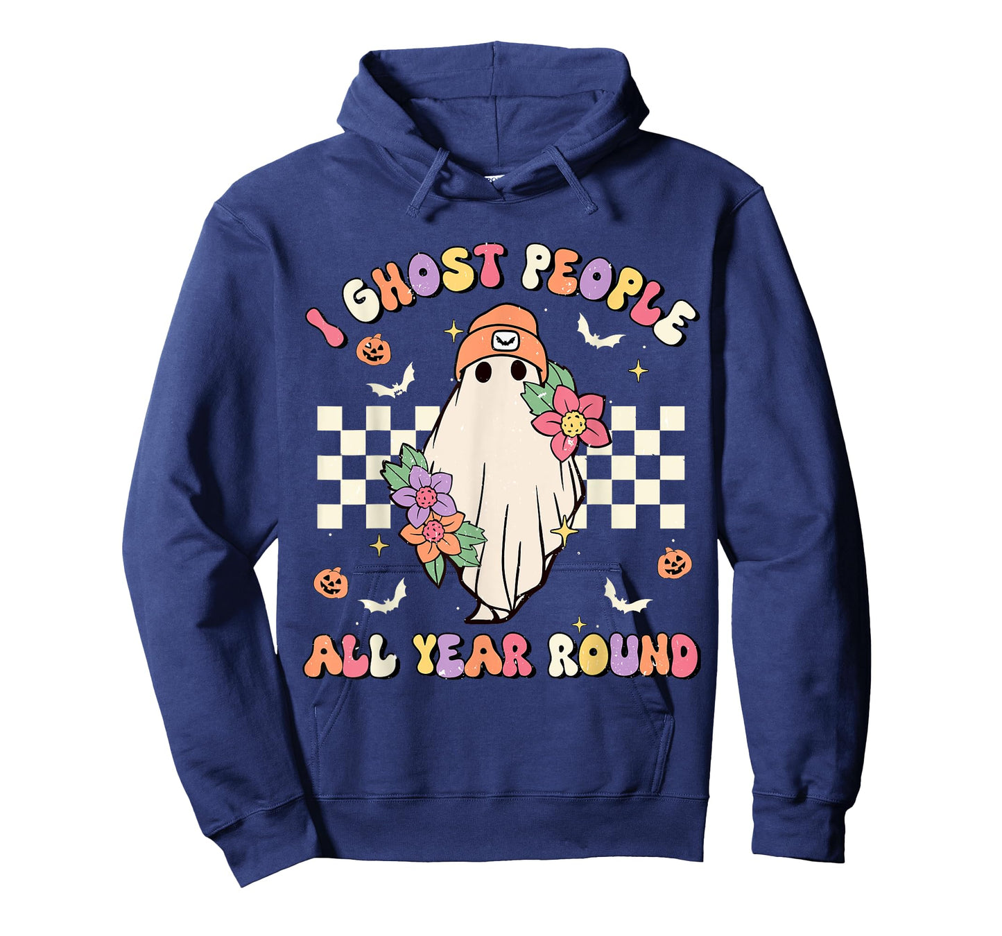 I Ghost People All Year Round Retro Halloween Ghost Floral T-Shirt