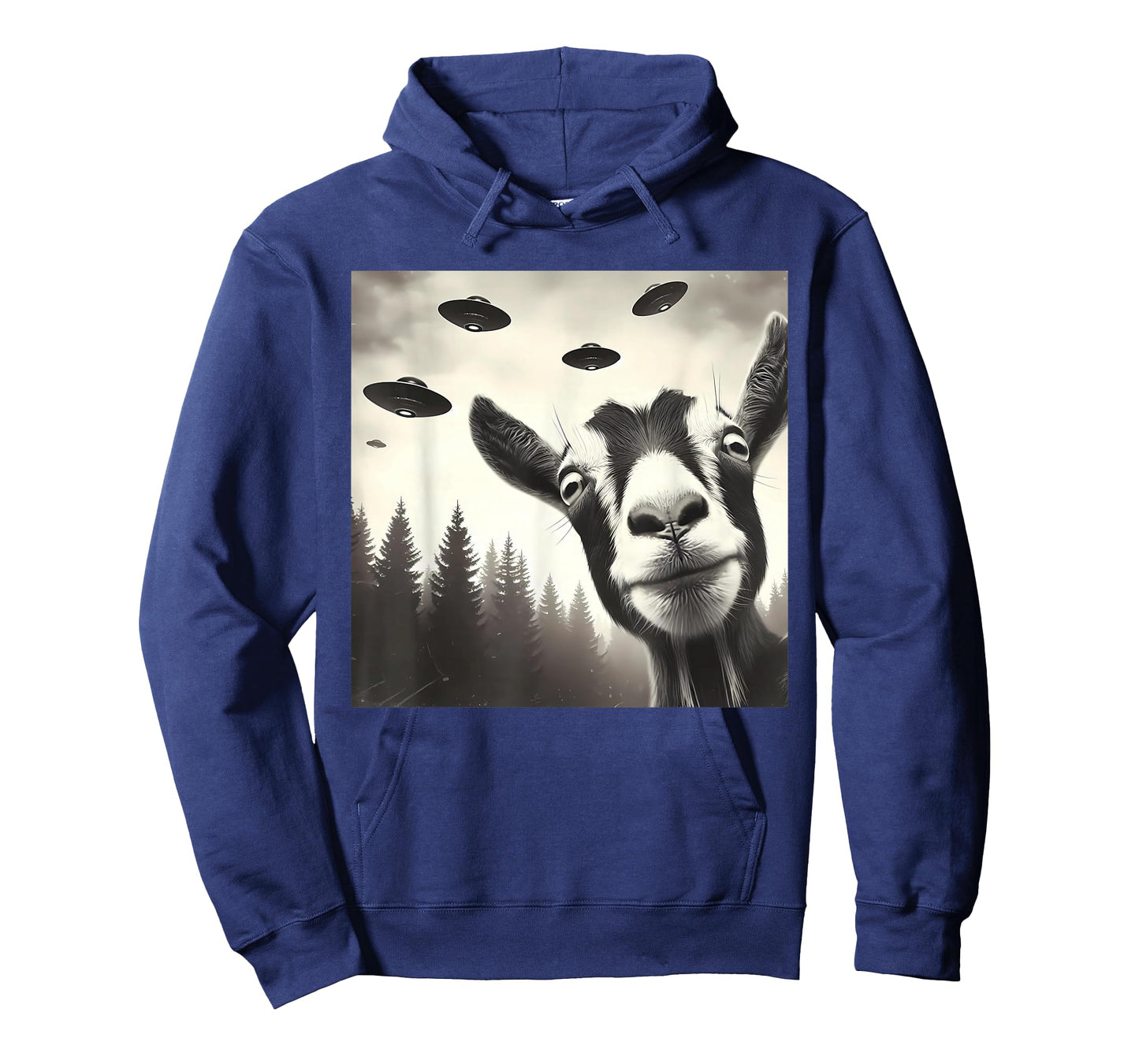 Funny Goat Selfie UFO Alien Humor Vintage Print Art Design T-Shirt