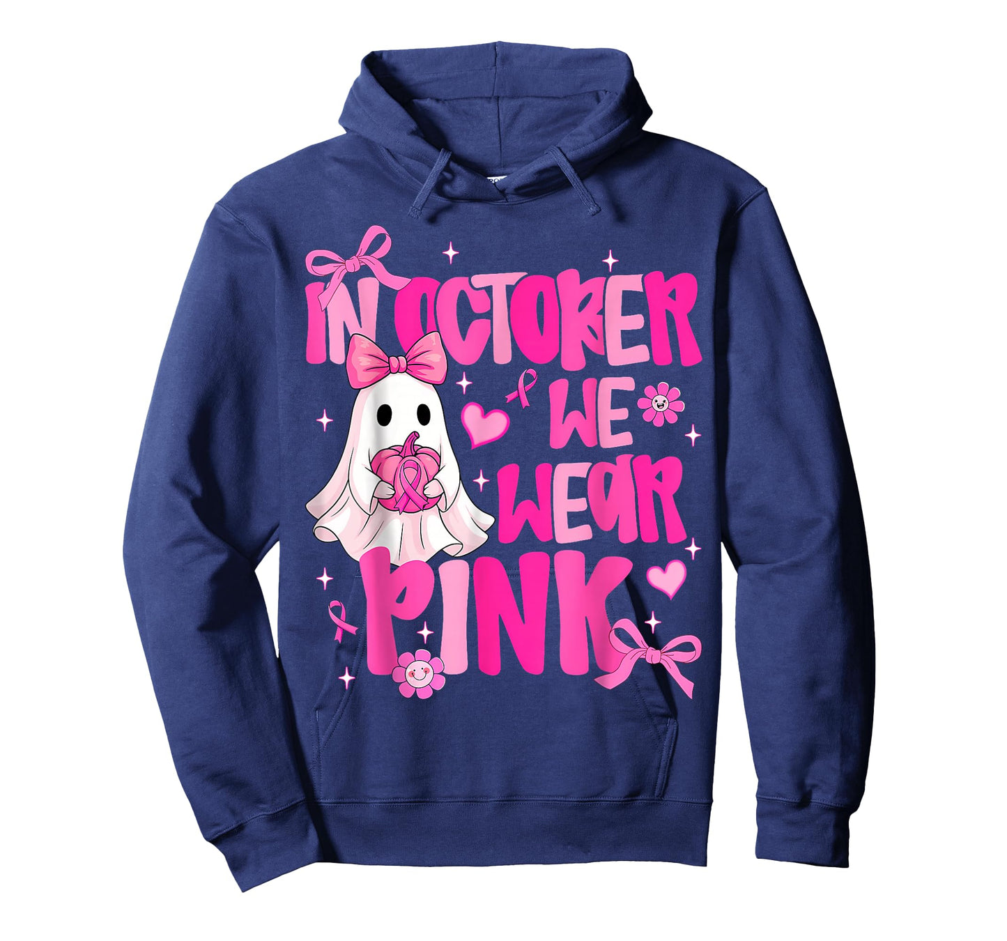 In October We Wear Pink Cute Ghost Halloween Breast Cancer T-Shirt