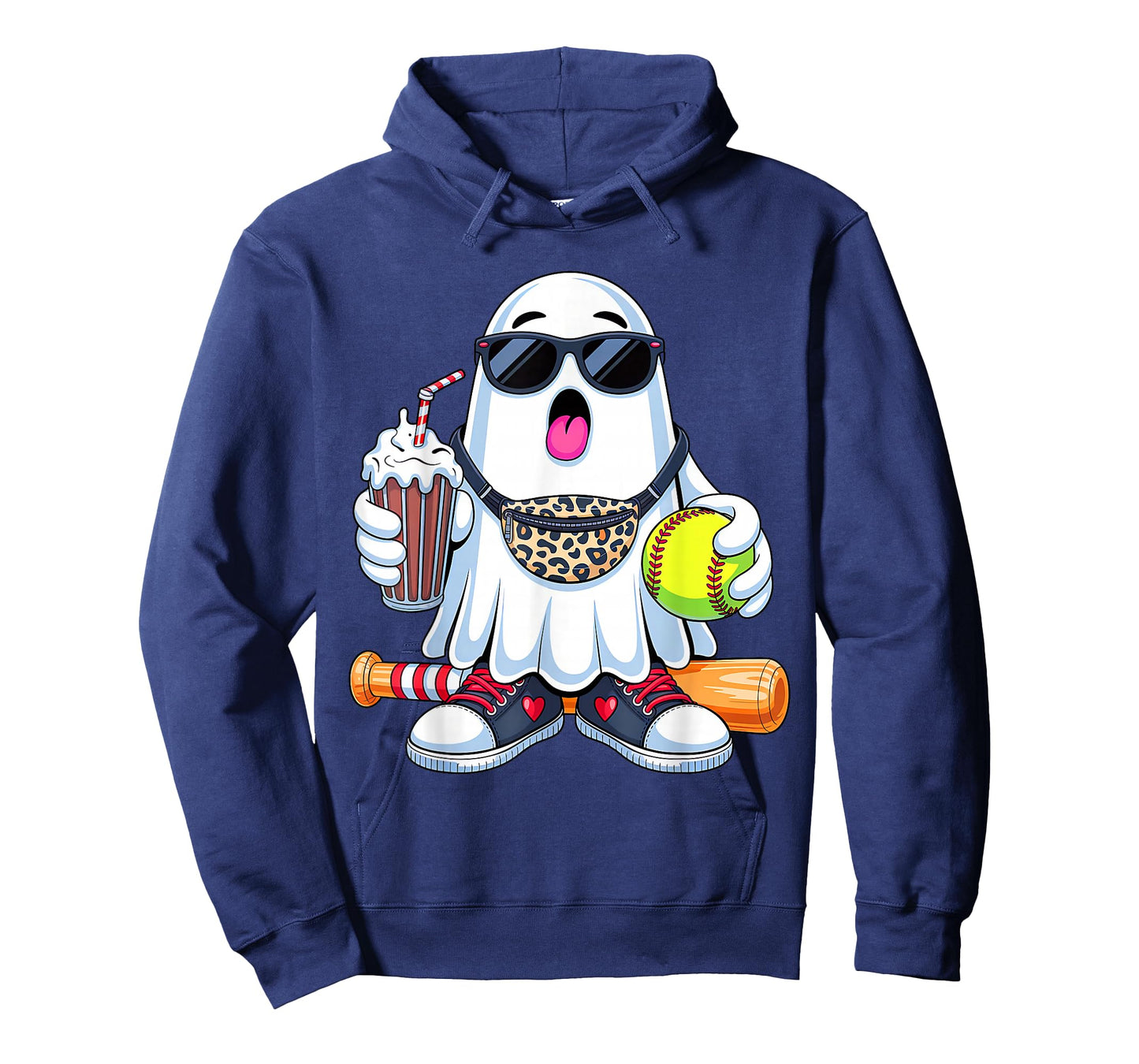 Funny Ghost Softball Boo Coffee Halloween Mens Womens Kids T-Shirt