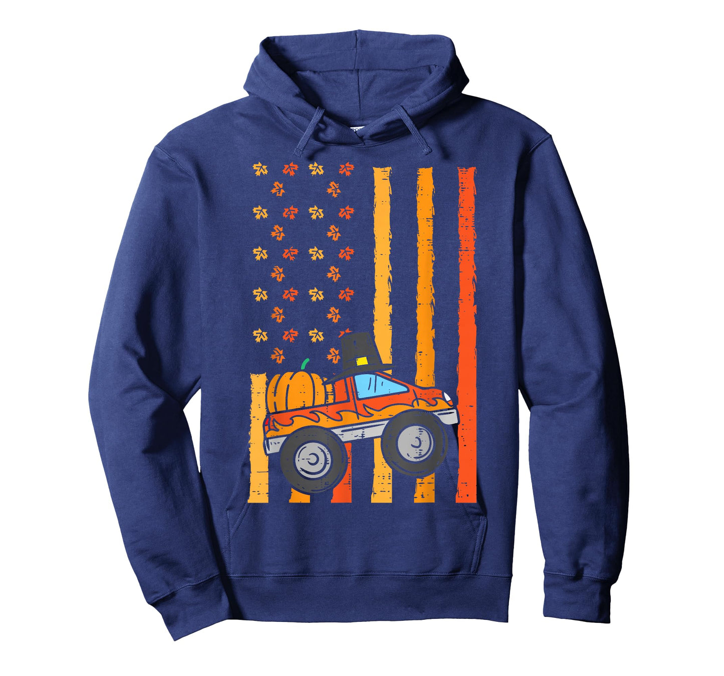 Thanksgiving Monster Truck US Flag Fall Toddler Boys Kids T-Shirt