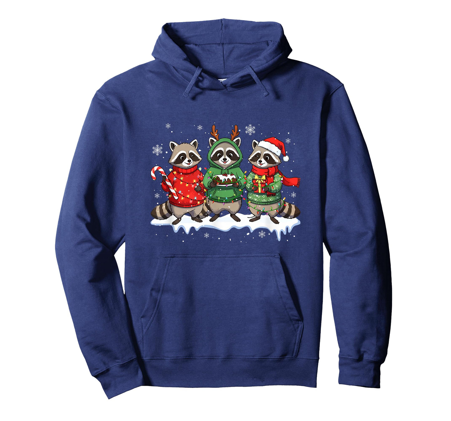 Three Santa Reindeer Raccoons Eating Xmas Cake Candy Canes T-Shirt