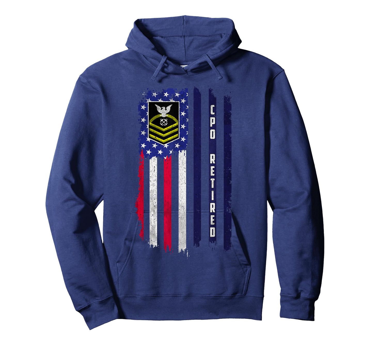 Retired E-7 Chief Petty Officer CPO Rank American Flag Papa T-Shirt