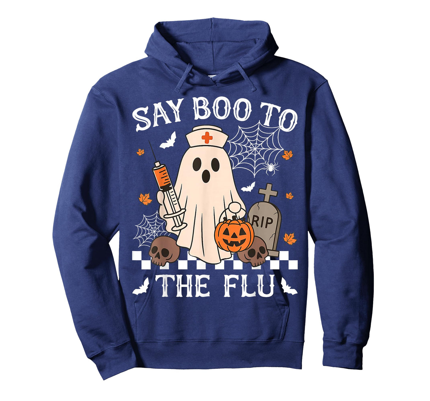 Retro Nurse Ghost Halloween Vaccine Say Boo to The Flu T-Shirt