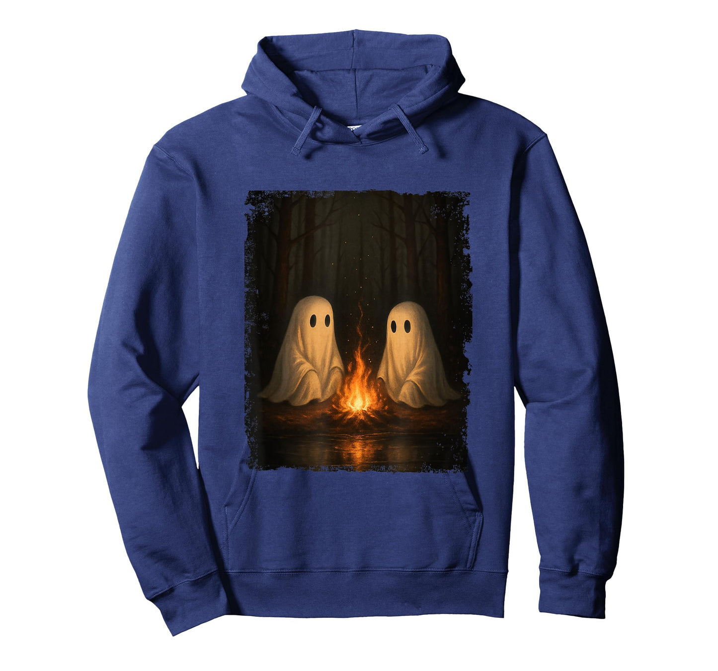 Two Ghosts by Campfire Forest Gothic Halloween Artwork T-Shirt