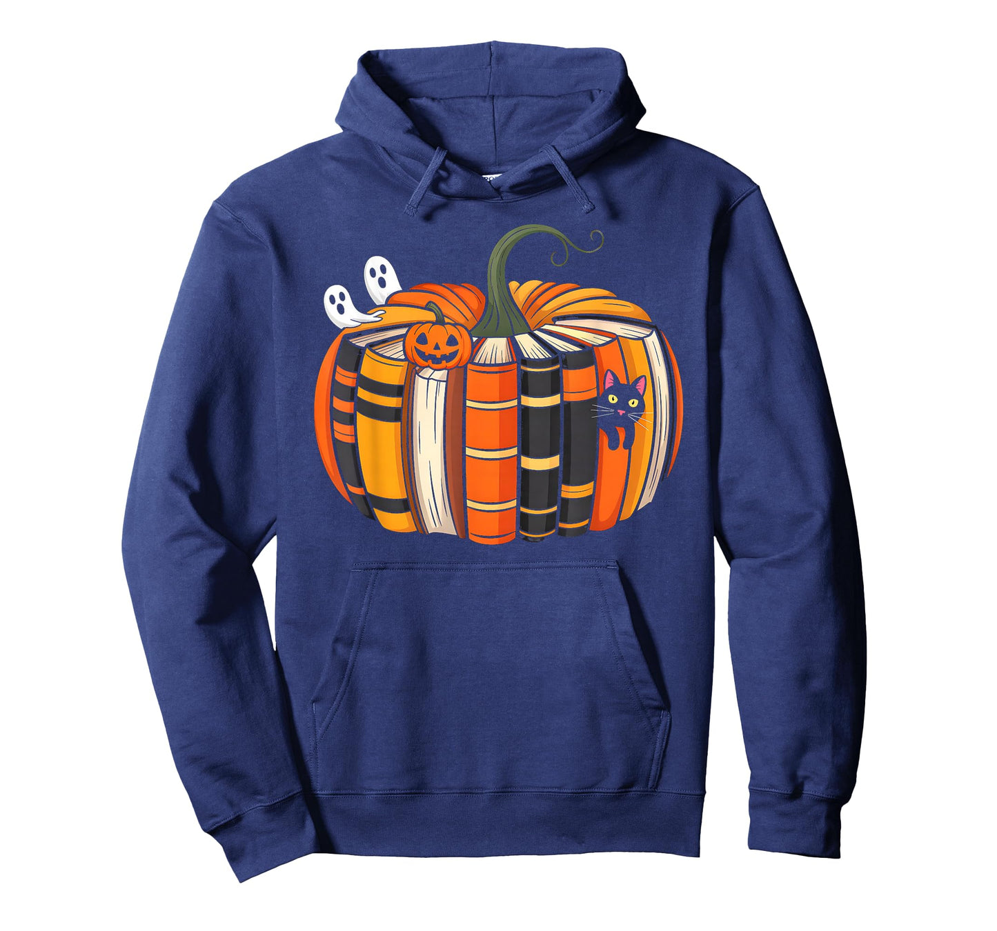 Fall Book Pumpkin Autumn Ghost Black Cat Halloween Teacher T-Shirt