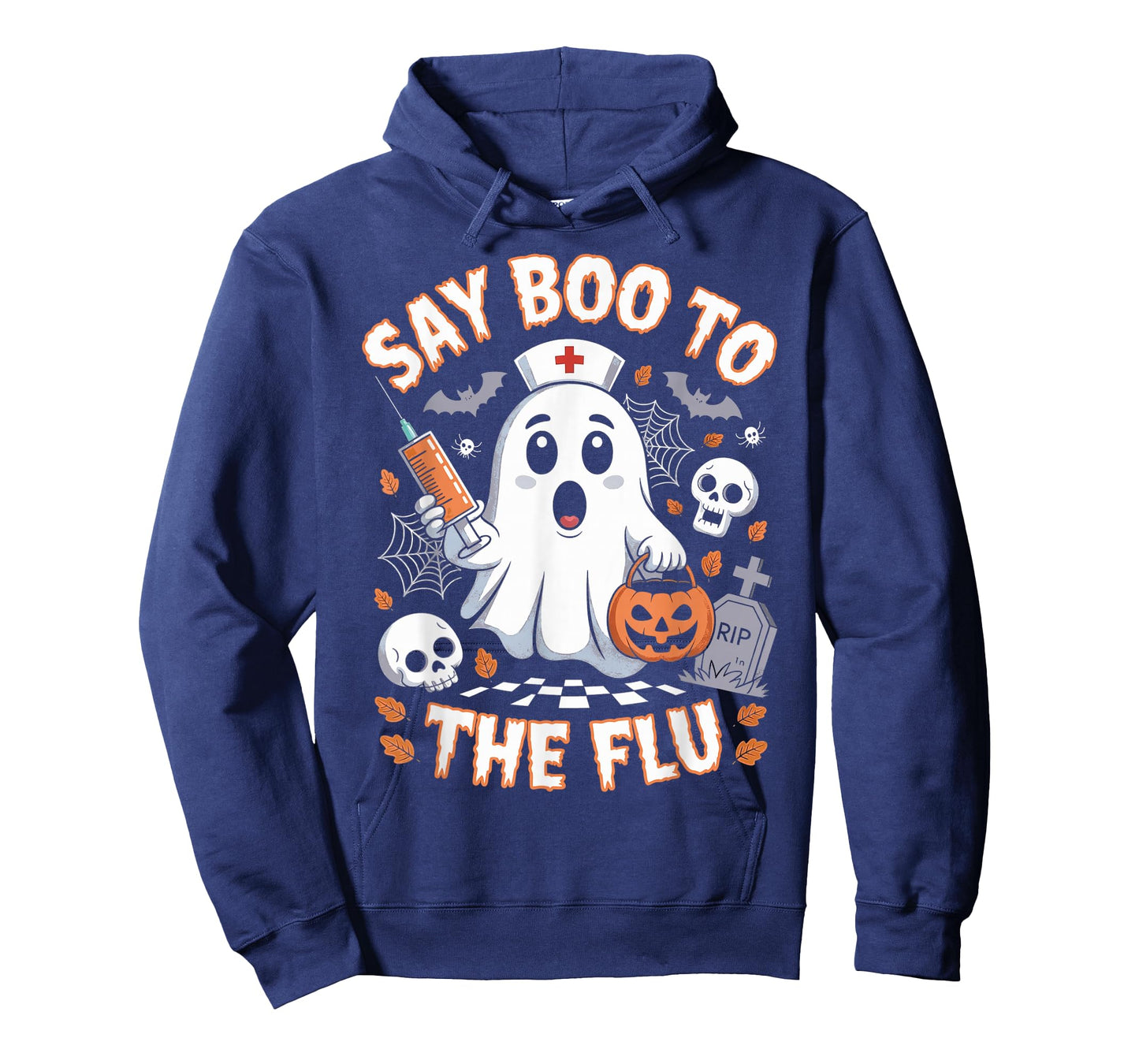 Retro Nurse Ghost Halloween Vaccine Say Boo to The Flu T-Shirt