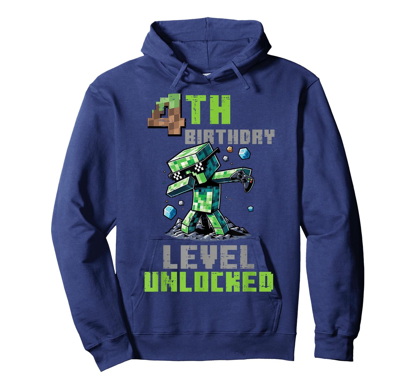 4th Birthday Level Unlocked Pixel Dab 4 Bday Gamer Boys Kids T-Shirt