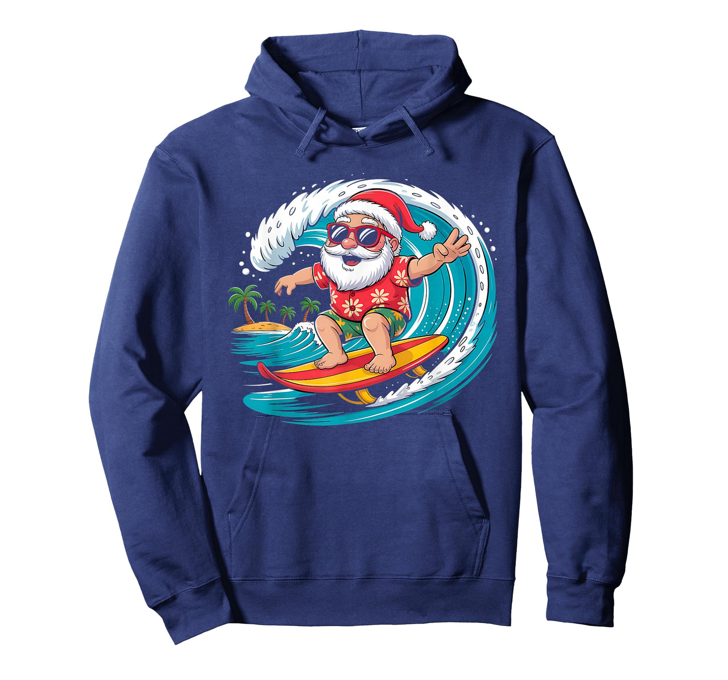 Santa Surfing Hawaiian Beach Christmas In July Tropical T-Shirt