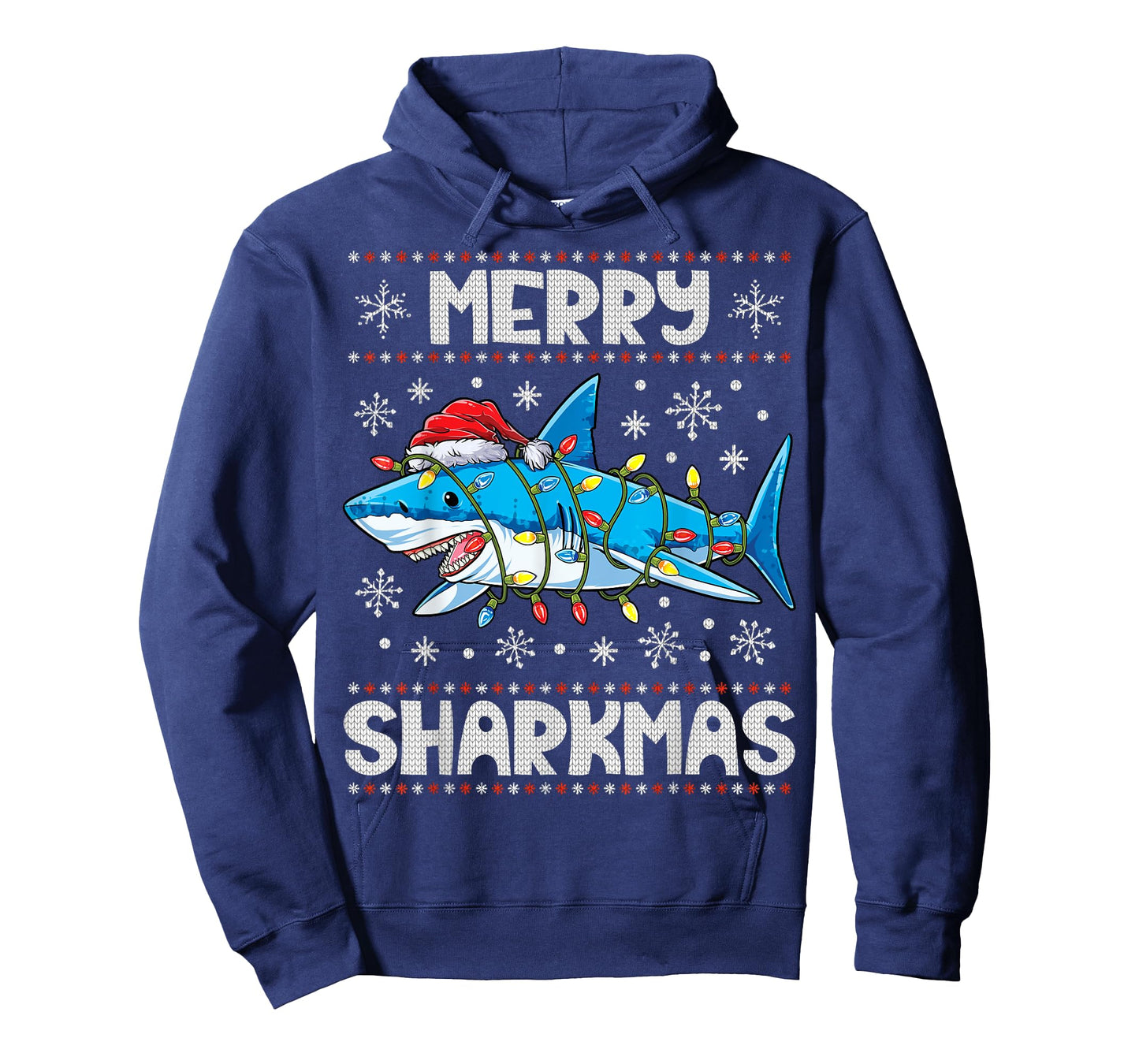 Merry Sharkmas Sharkmas Santa Ugly Christmas Lights Xmas T-Shirt