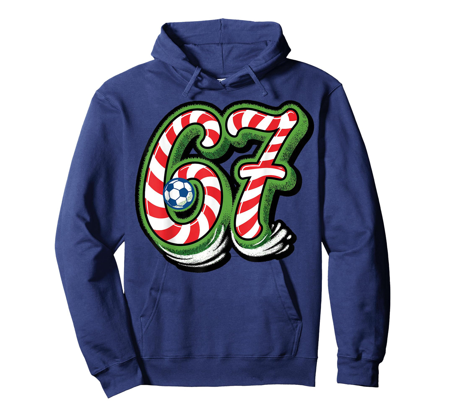 Candy Cane 67 Soccer Ball Christmas Funny Sports T-Shirt