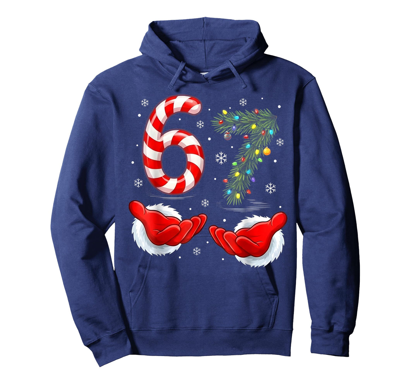 Funny 67 Christmas Shirt 6 7 Santa Hands six Seven Meme Ugly T-Shirt