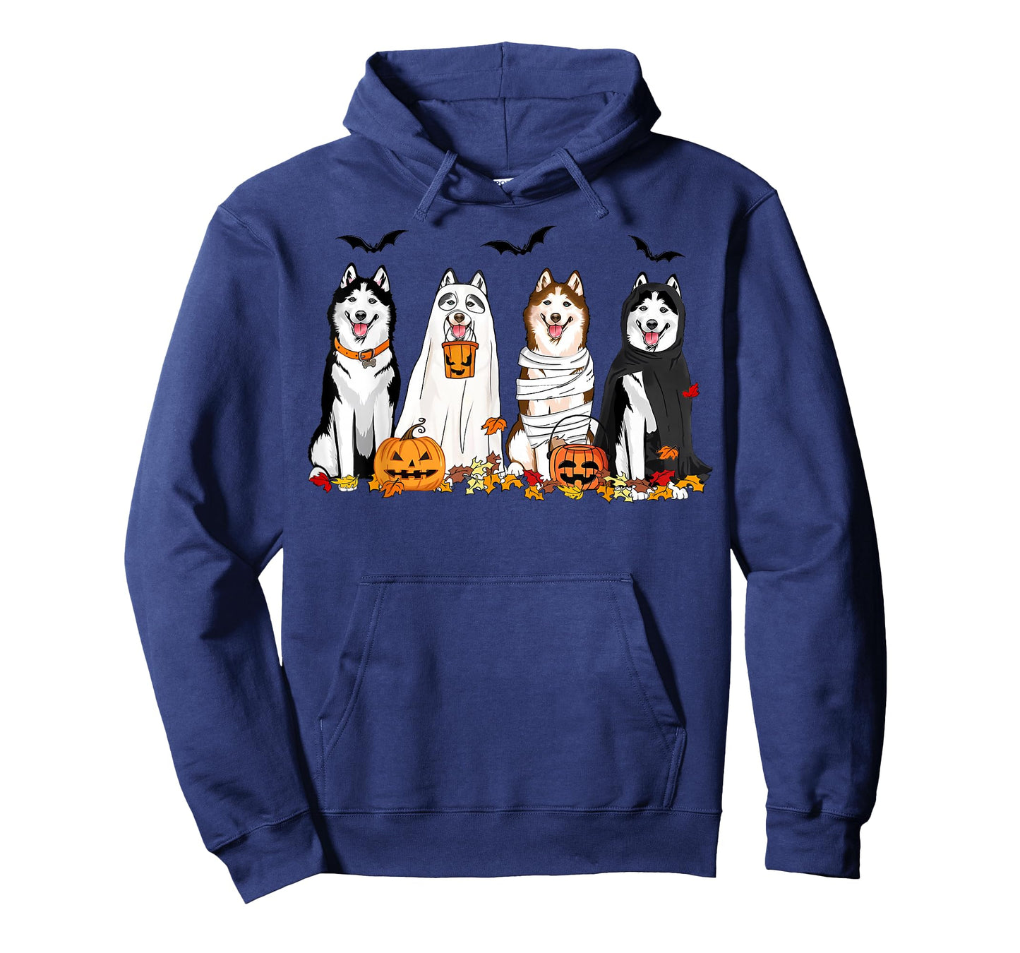 Siberian Husky Dogs Ghost Witch Mummy Halloween Pumpkins T-Shirt