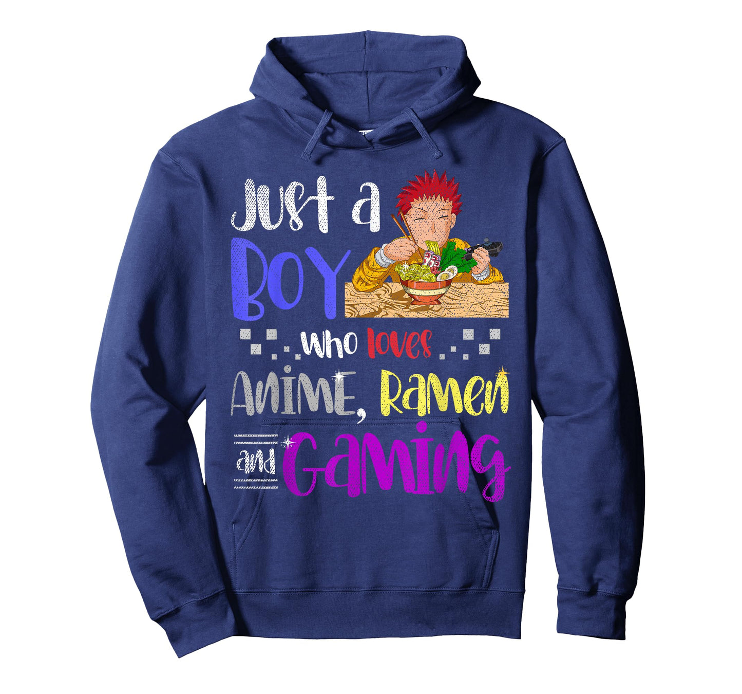 Just A Boy Who Loves Anime Ramen and Gaming Gamer Anime T-Shirt Small