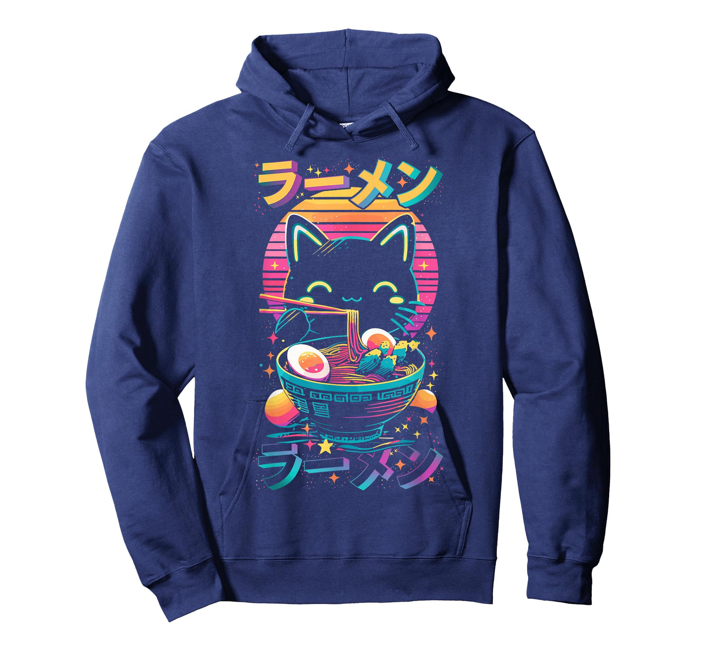Anime Cat Eats Ramen Retro Kawaii Ramen Cat T-Shirt