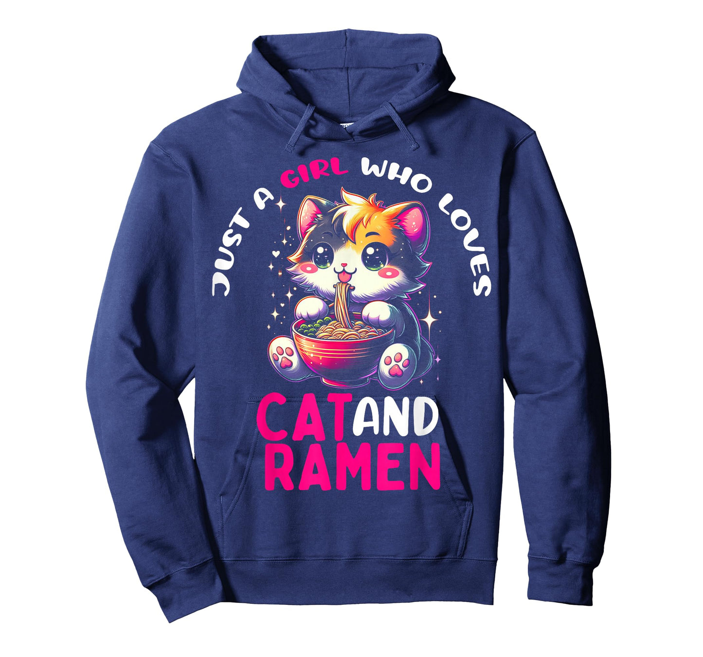 Just a Girl Who Loves Cat And Ramen Cute Cat loves Ramen T-Shirt
