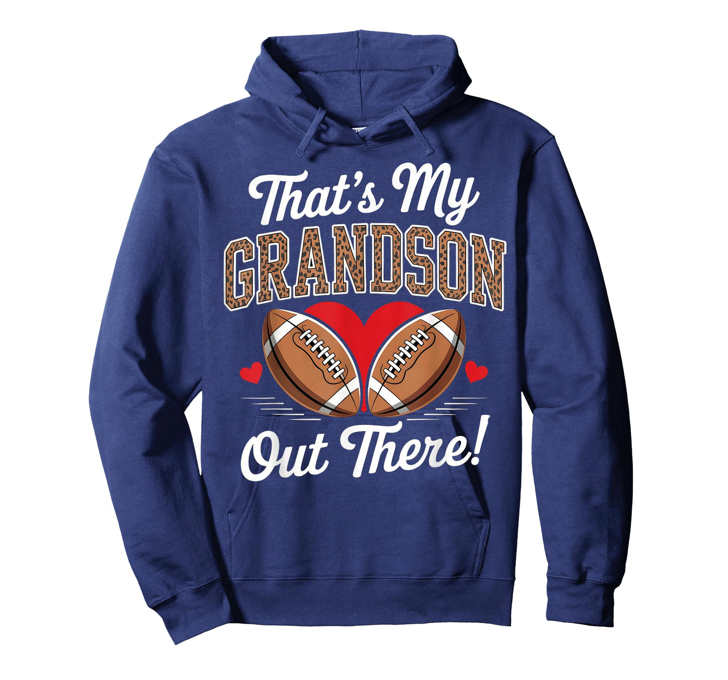 That’s My Grandson Out There Leopard Heart Football Grandma T-Shirt