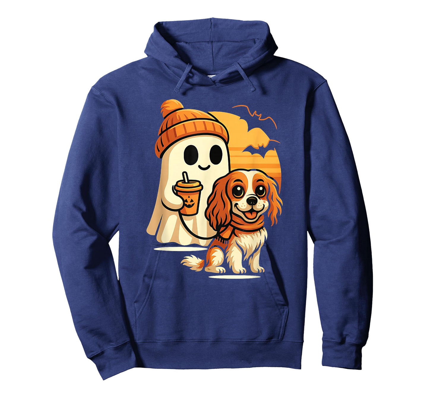 Funny Ghost Walking Cavalier King Charles Dog Halloween T-Shirt