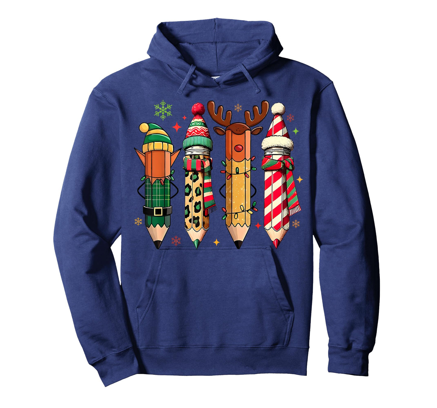 Retro Teacher Pencils Reindeer Christmas Shirt for Women T-Shirt