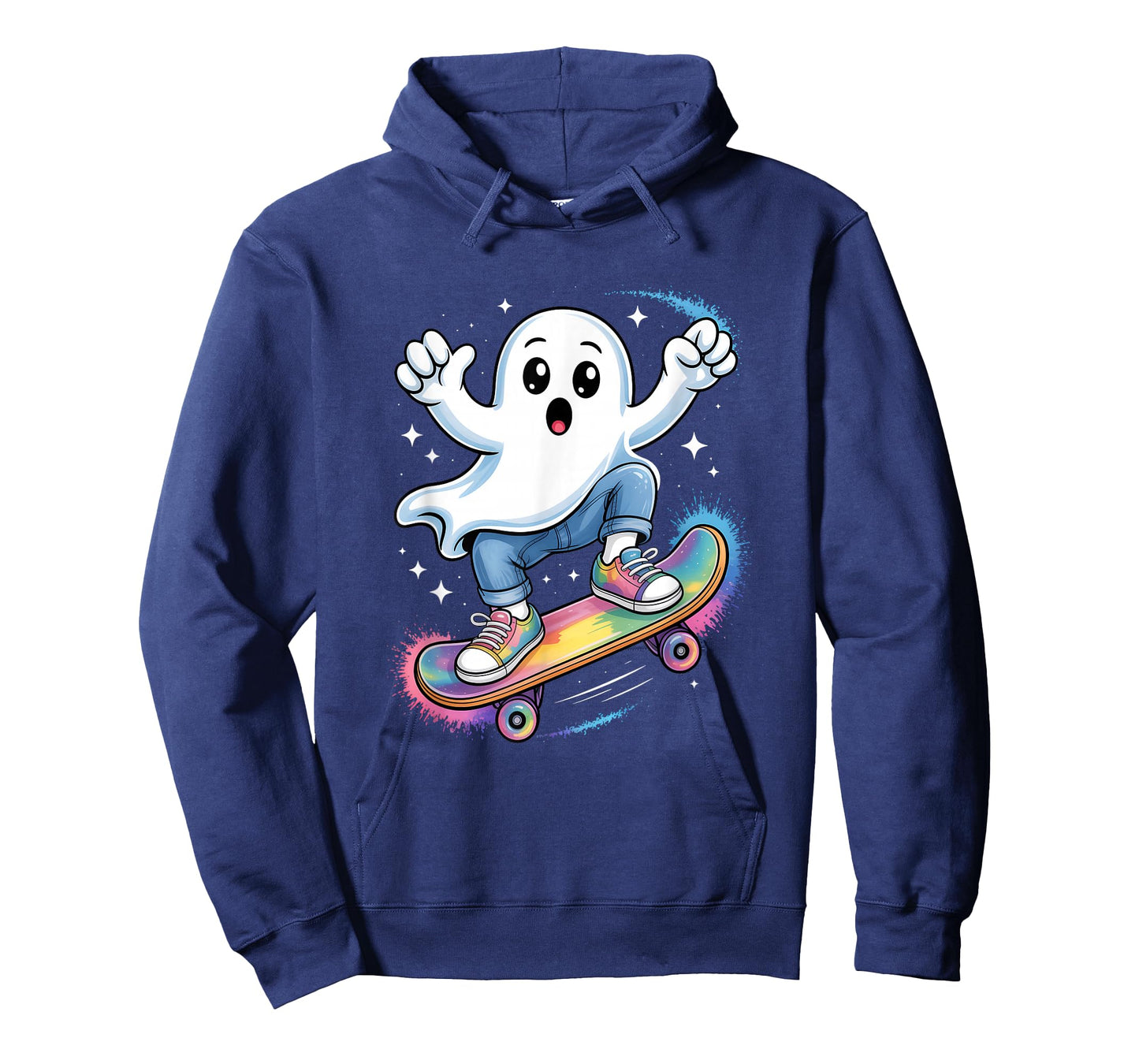 Ghost On Skateboard Funny Halloween Costume Skateboarding T-Shirt