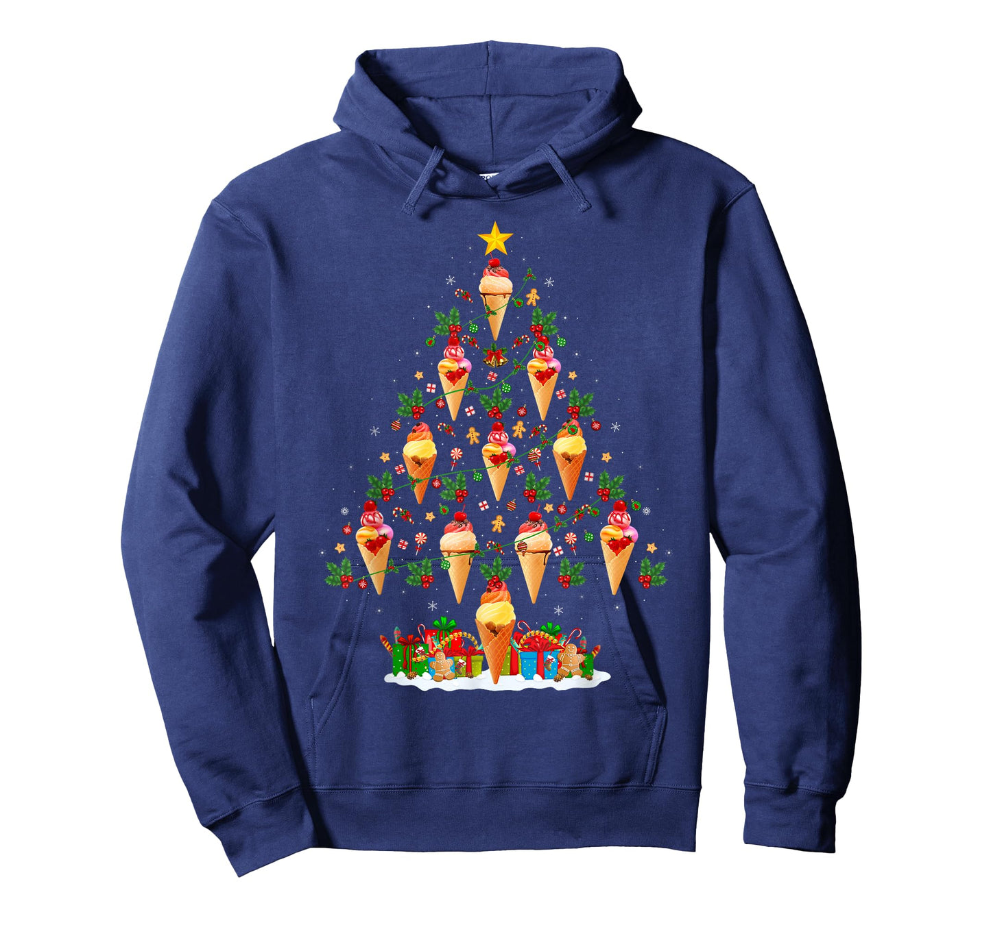 Ice Cream Cone Christmas Tree Funny Ice Cream Lover Xmas T-Shirt