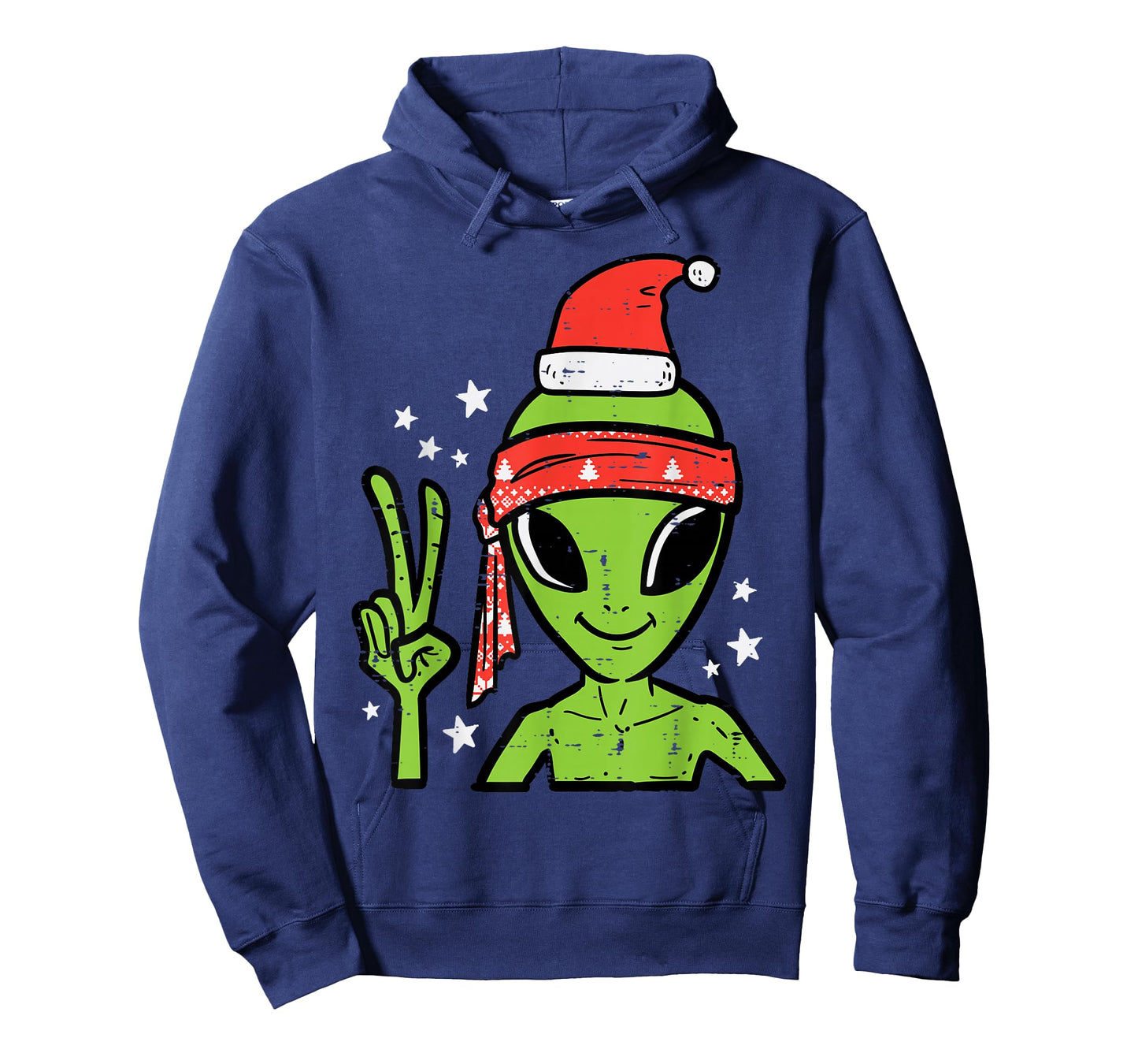 Christmas Alien Santa Peace Hand Xmas Space Men Boys Kids T-Shirt