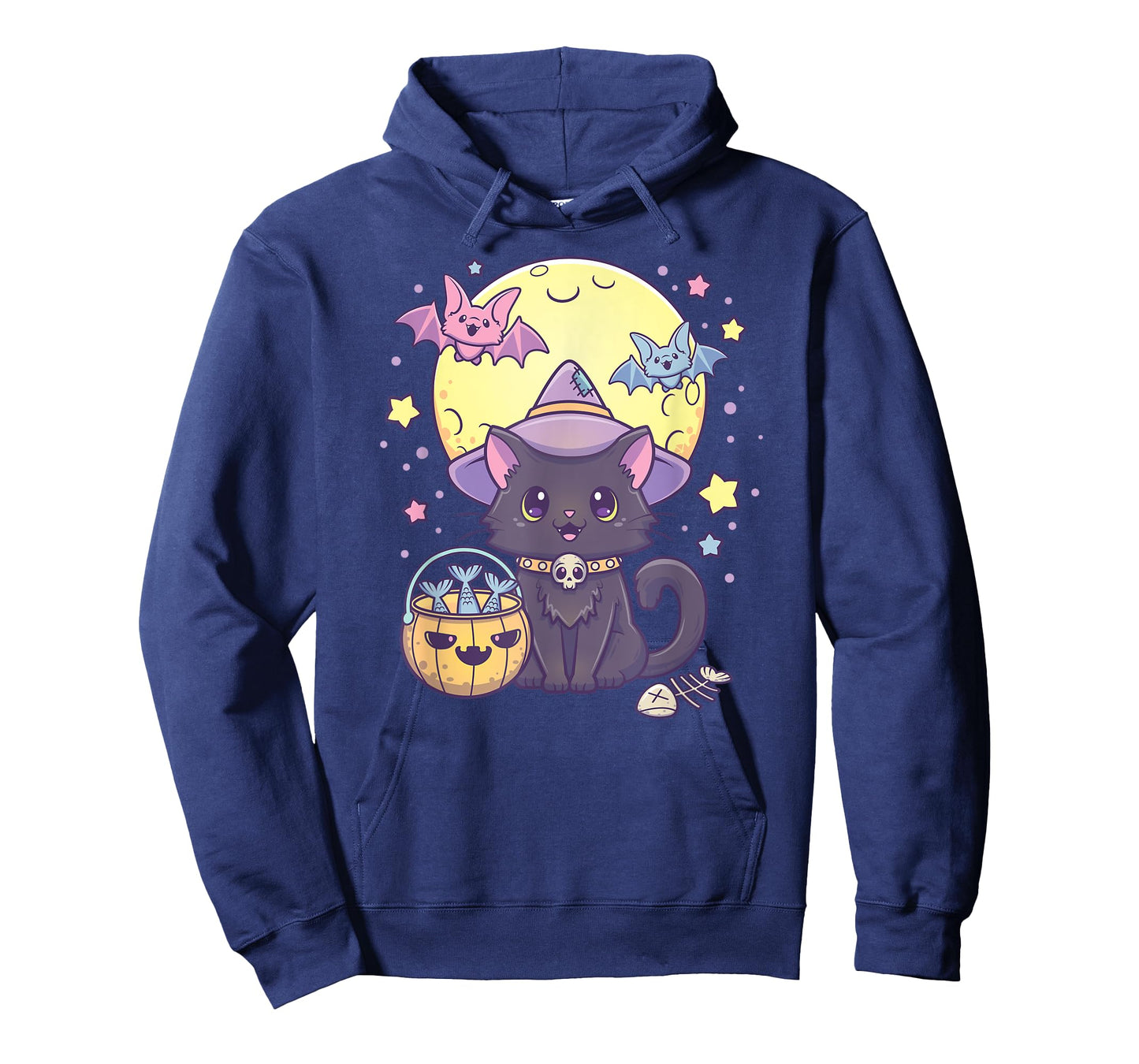 Kawaii Pastel Goth Cute Creepy Halloween Black Cat Witch Hat Men Women Kids T-Shirt