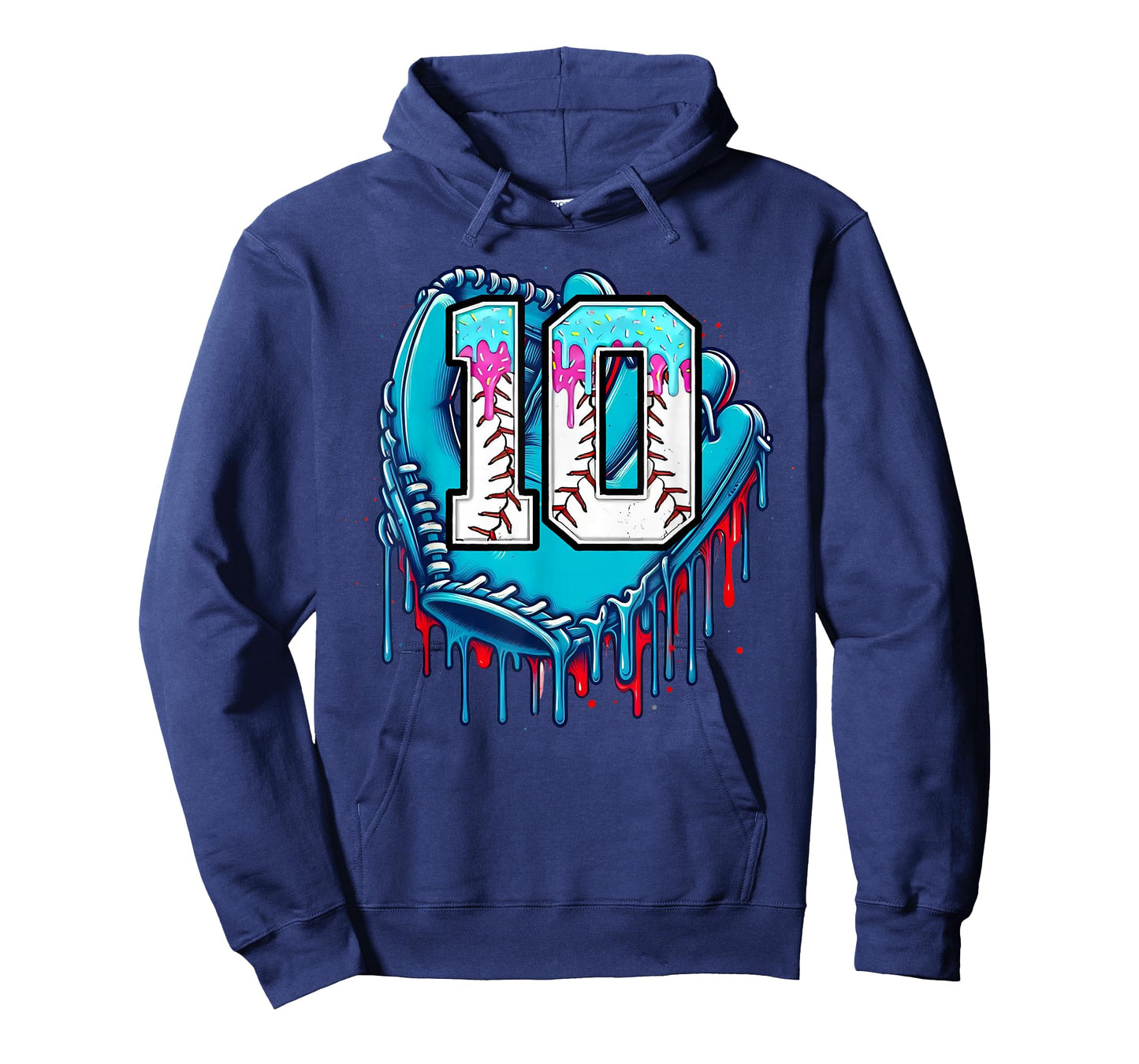 Baseball Glove 10th Birthday Boys Ice Cream Drip 10 Yr Old T-Shirt