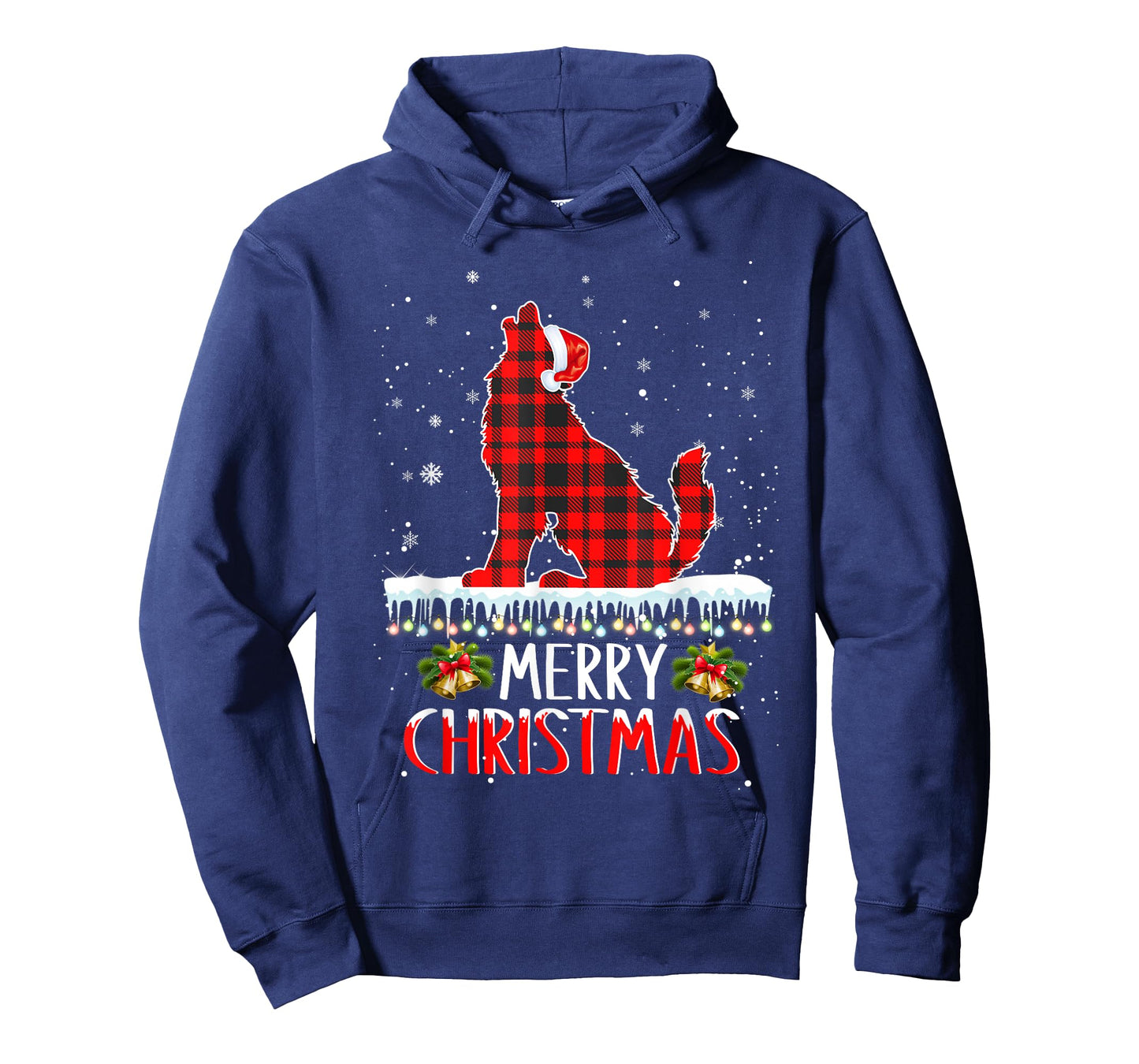 Wolf Christmas Tshirt Merry Christmas Wolfs Dog Red Plaid T-Shirt
