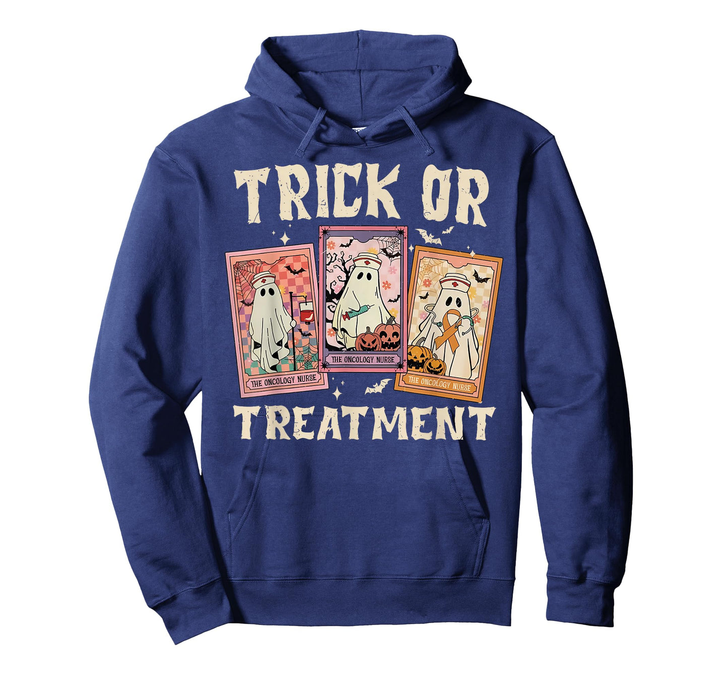 Trick Or Treatment Oncology Nurse Tarot Card Halloween Ghost T-Shirt