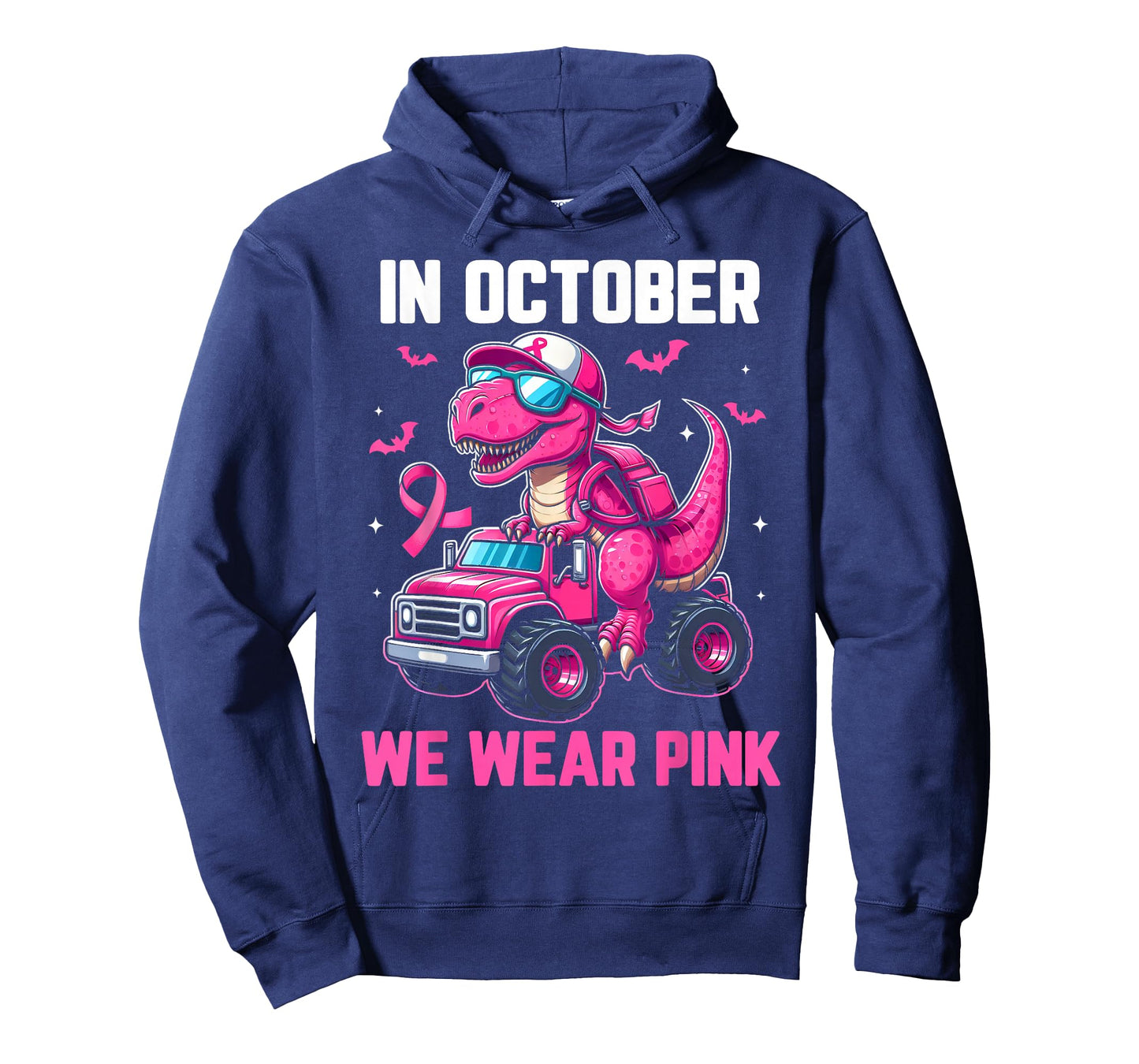 In October We Wear Pink Dino Trex Boys Toddler Breast Cancer T-Shirt