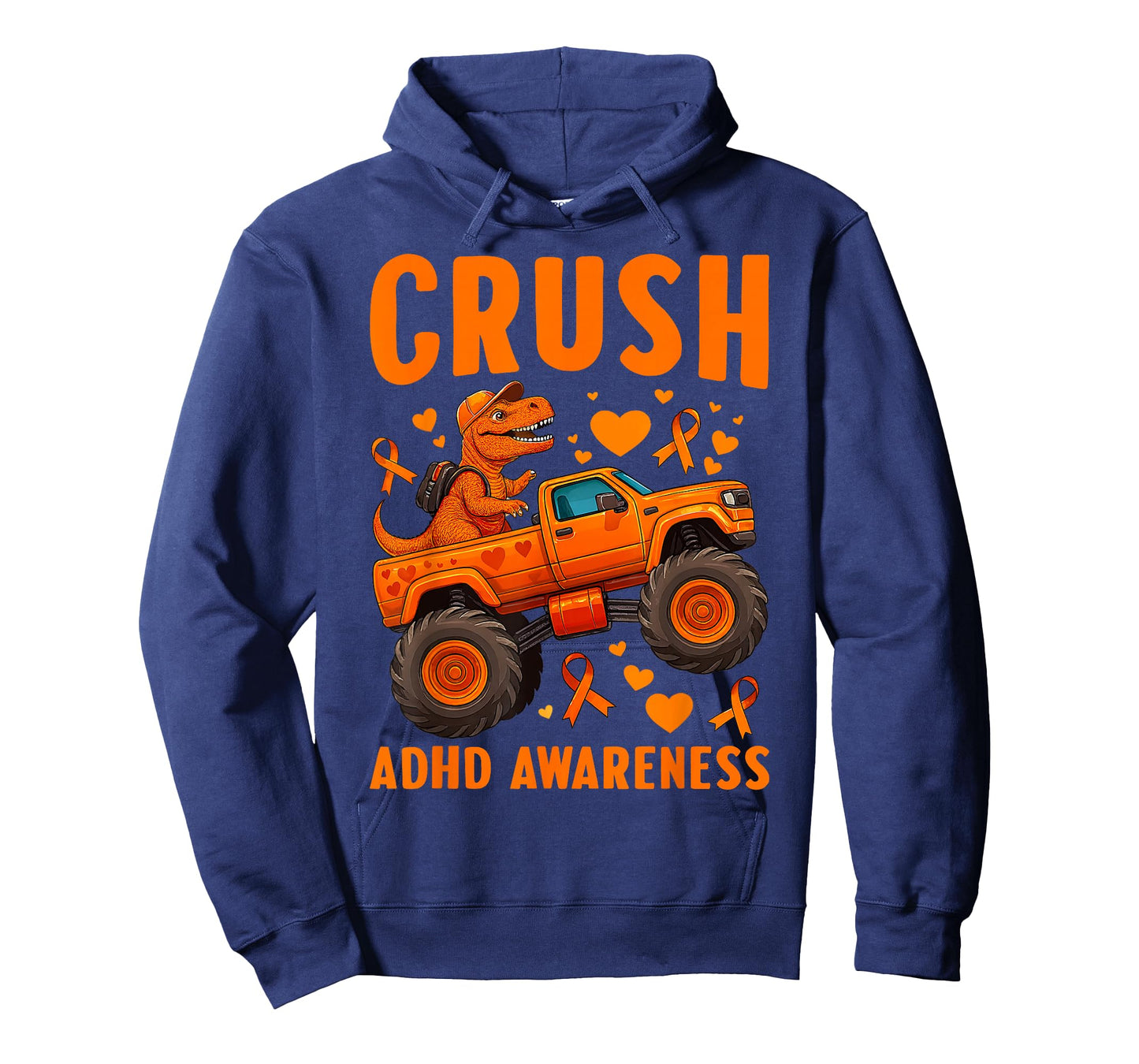 Funny Crush ADHD Awareness T-rex Monster Truck Kids Boy Girl T-Shirt