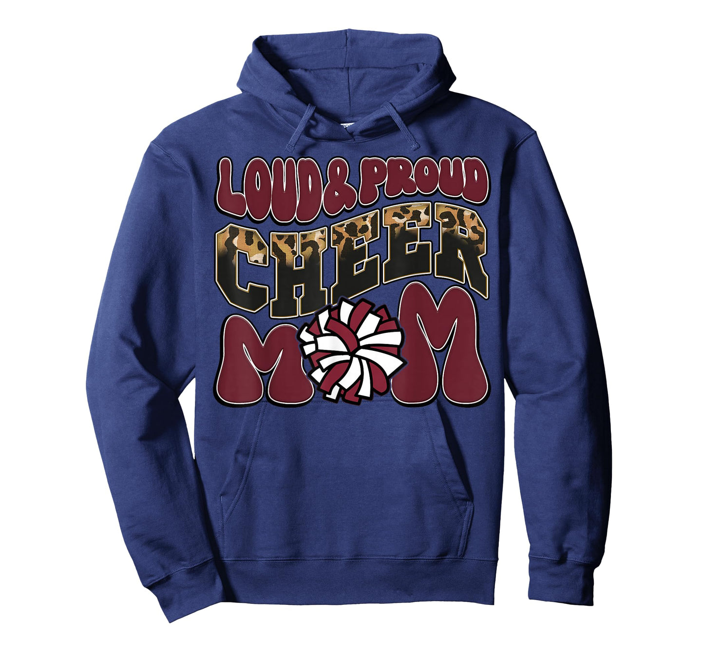 Loud Proud Cheer Mom Maroon Team Leopard Funny Cheer Crew T-Shirt