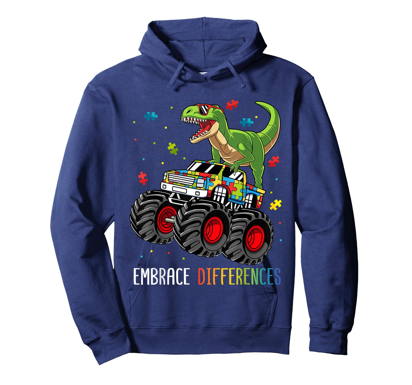 Autism Awareness T-Rex Monster Truck Embrace Differences T-Shirt