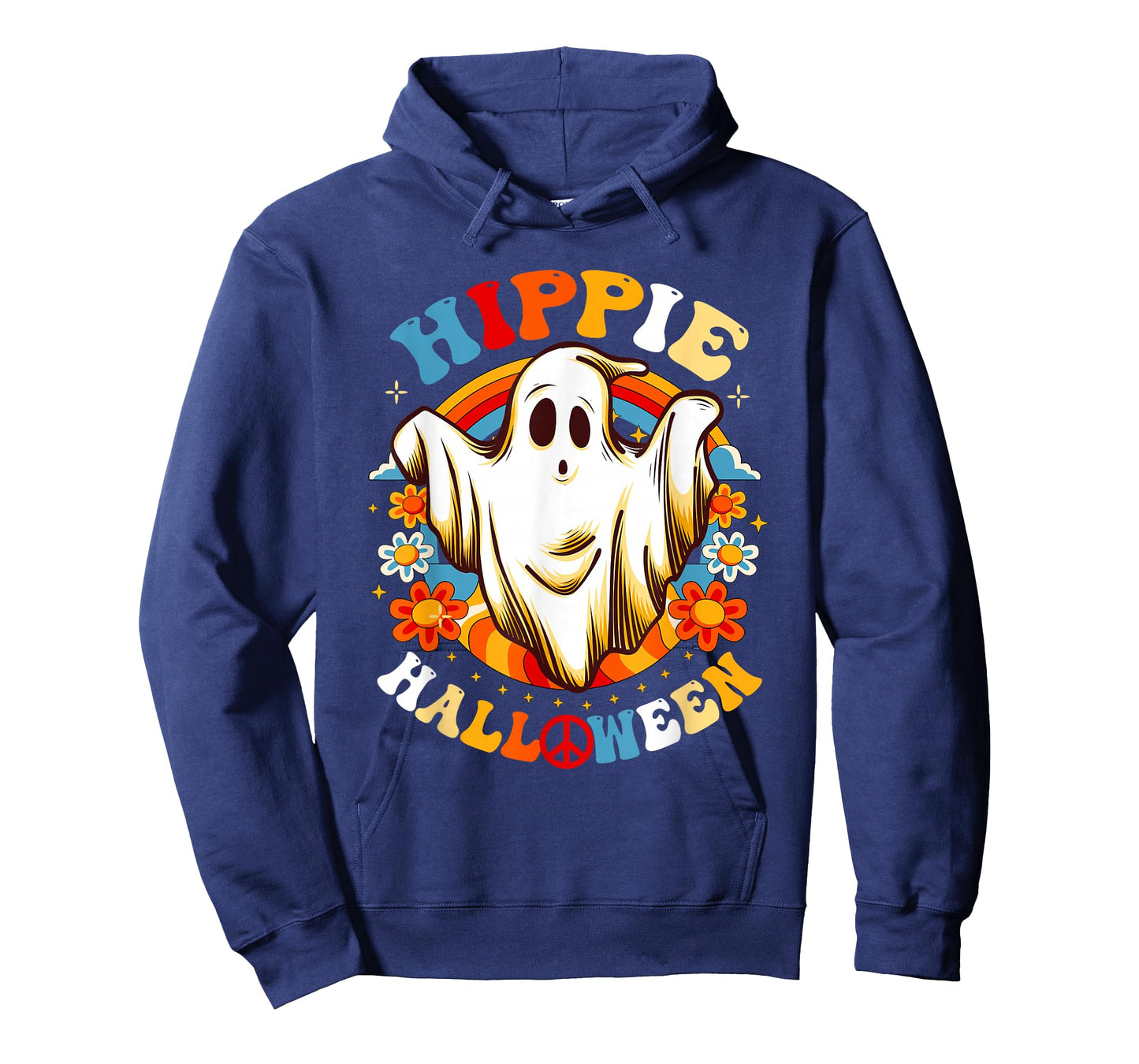 Retro Groovy Peace Hippie Halloween Vintage Floral Ghost T-Shirt
