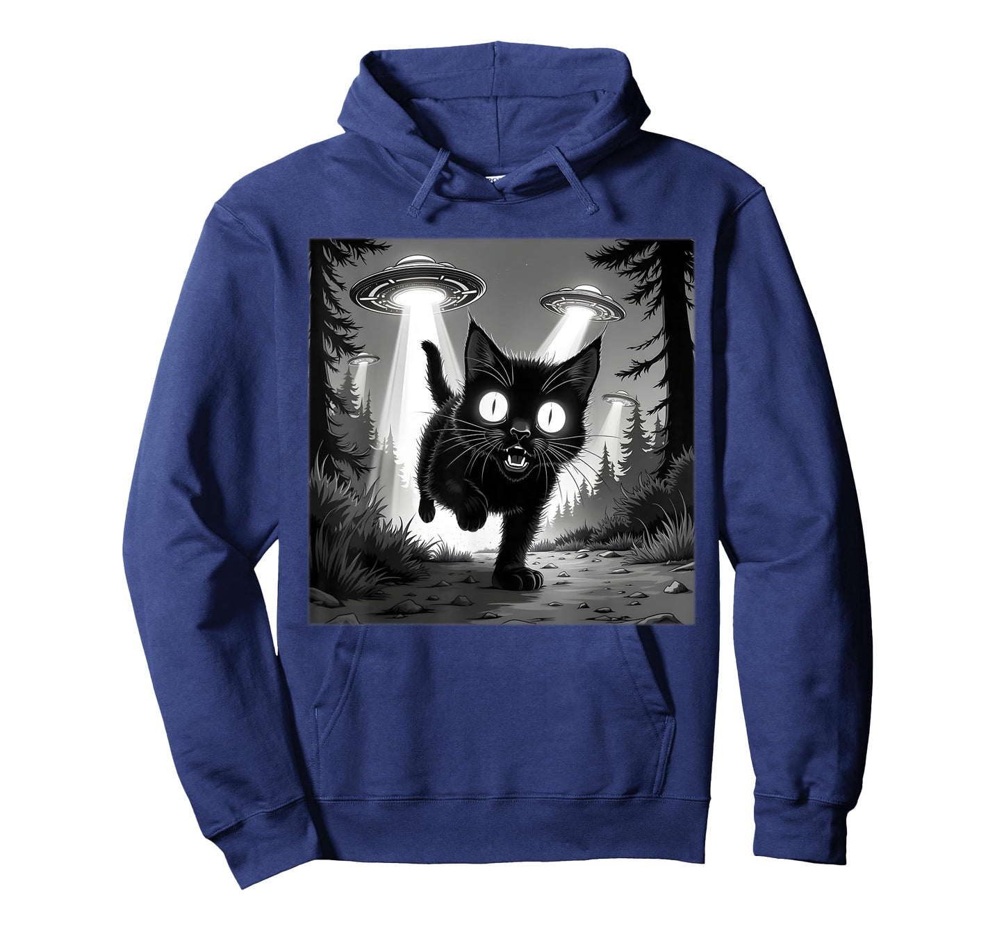 Scared Cat Running from UFO Alien cat Selfie with UFO T-Shirt
