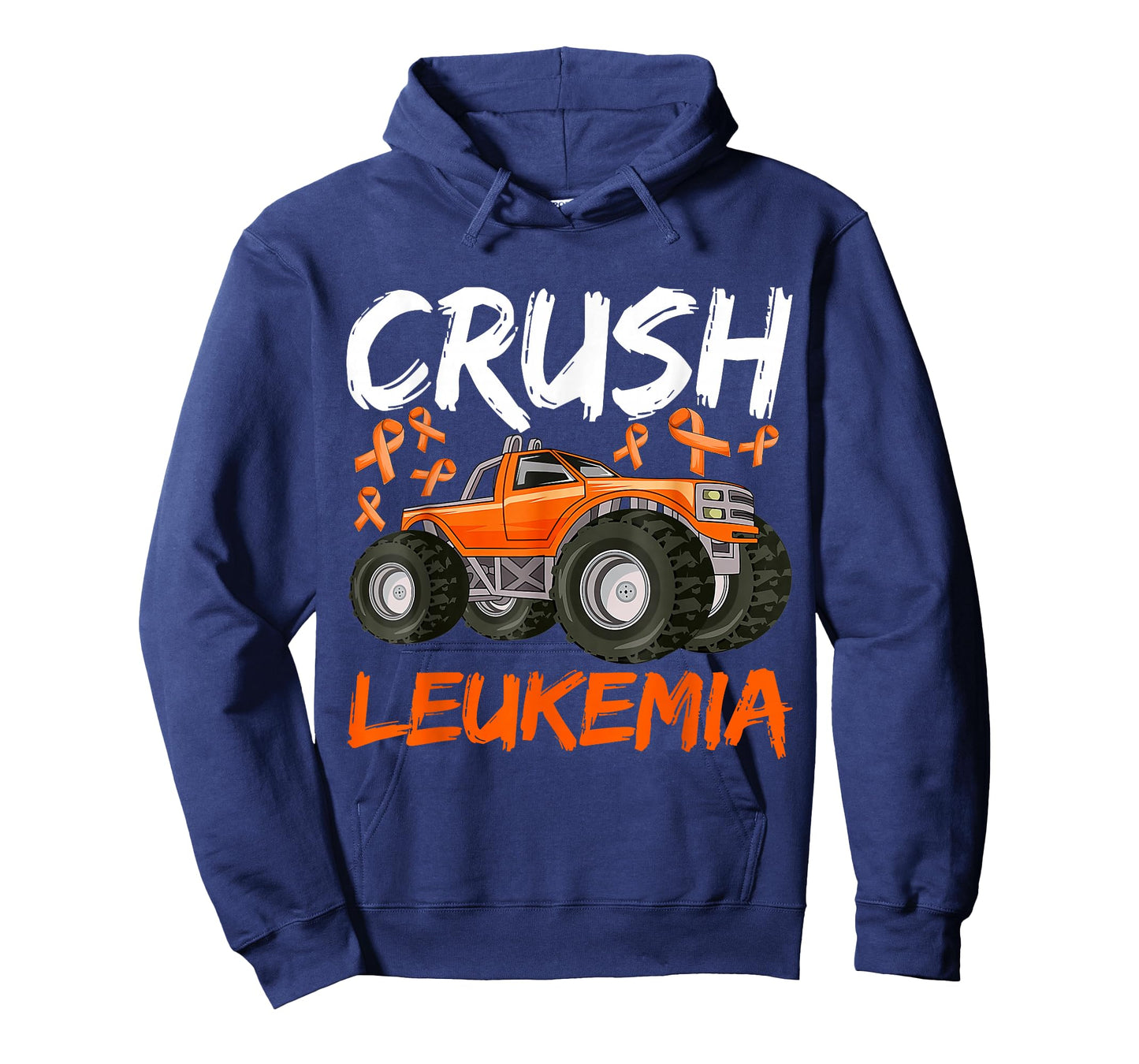 Monster Truck Orange Leukemia Awareness For Boy Kids Toddler T-Shirt
