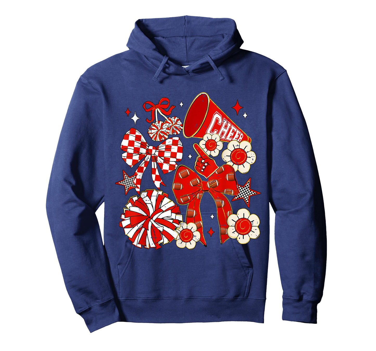 Coquette Bow Red Cheer Mom Game Day Football Cheerleader T-Shirt
