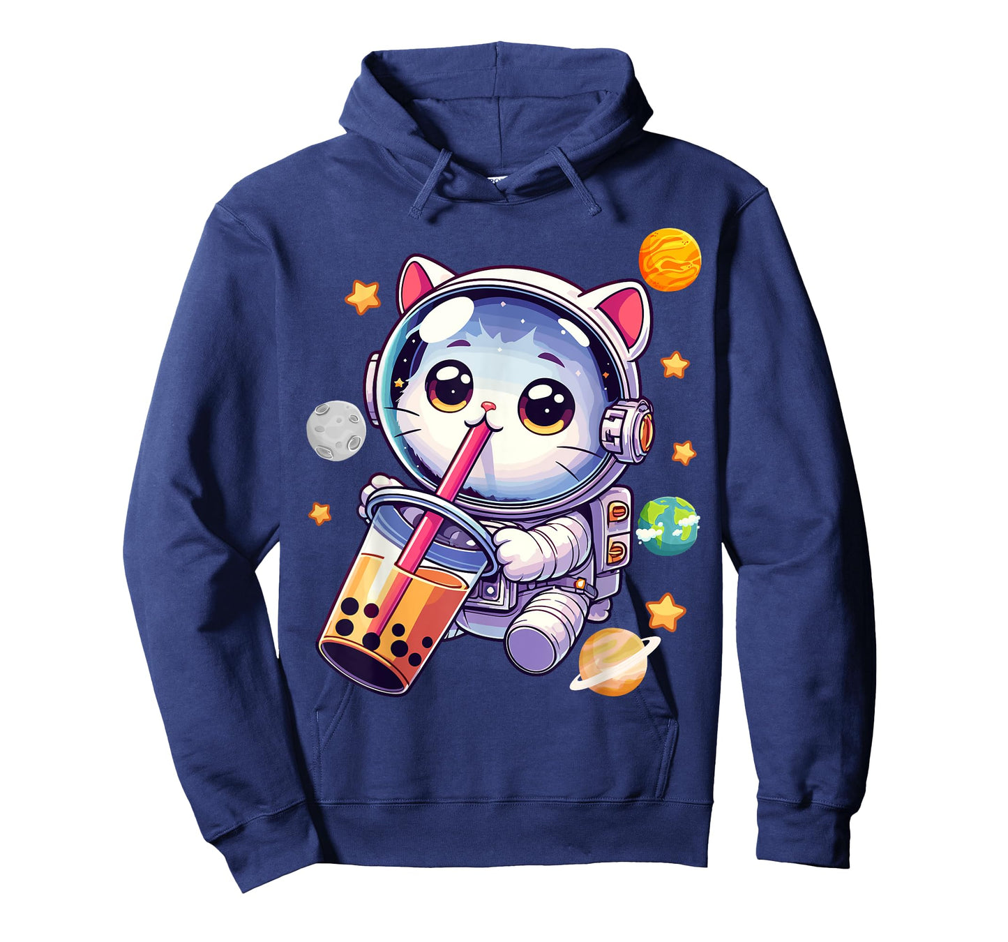 Space Cat Astronaut Boba Tea Boba Cat Galaxy Cute Anime T-Shirt for Men Women Kids