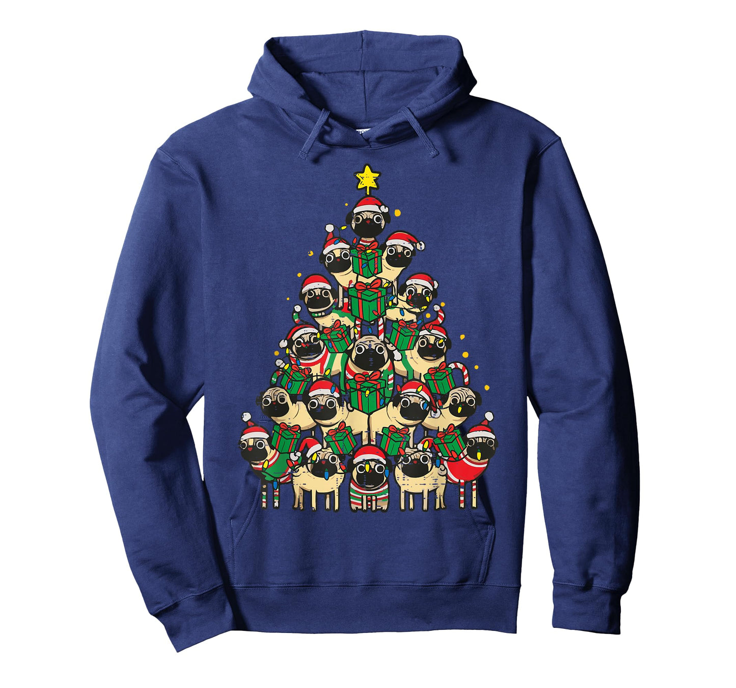 Dog Pugs Christmas Tree Cute Xmas Boys Girls Kids Women Men T-Shirt