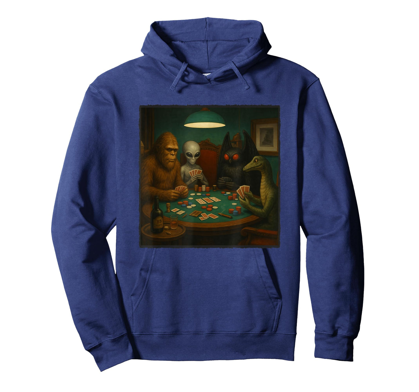 Cryptids Playing Poker Funny Alien Bigfoot Mothman Nessie T-Shirt