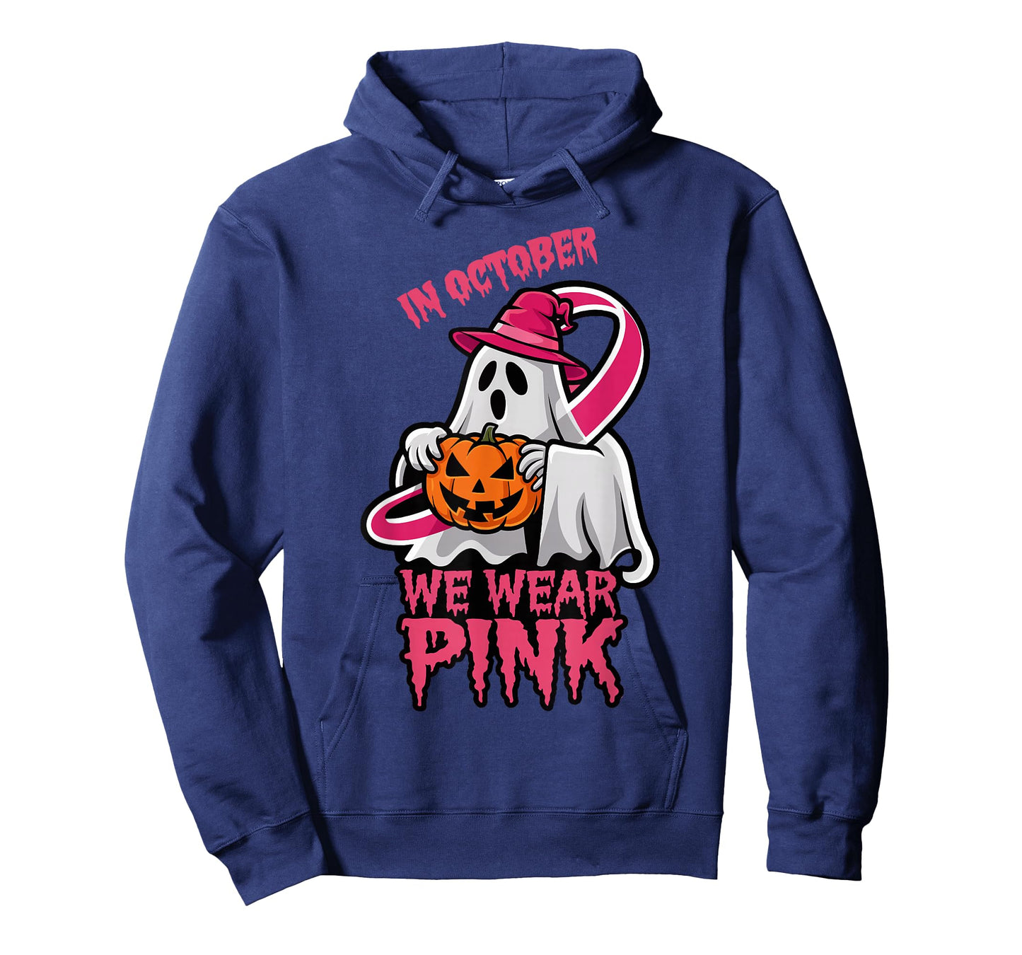 Ghost Witch in October We Wear Pink Breast Cancer Awareness T-Shirt