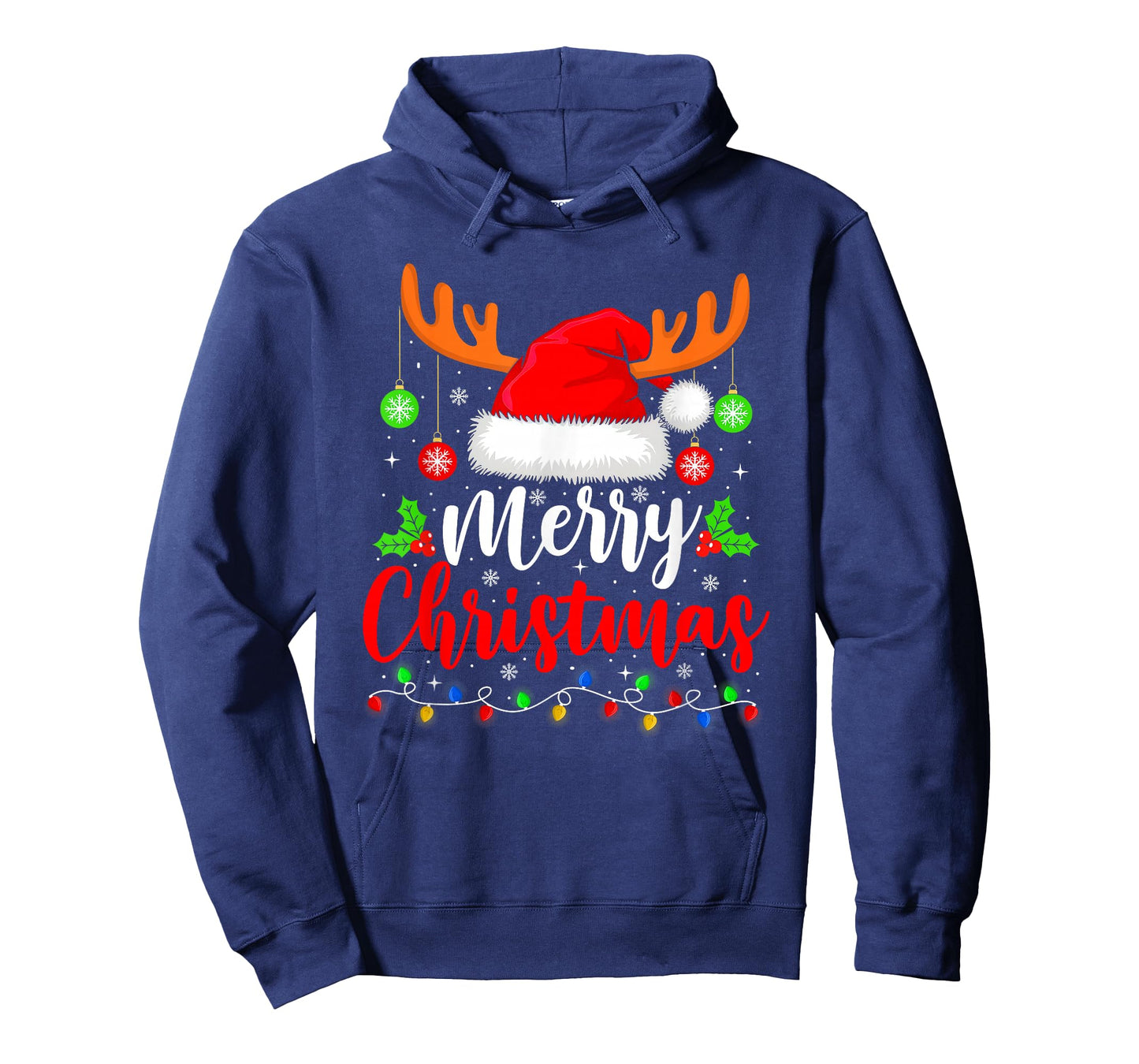 Merry Christmas Reindeer Santa Hat Xmas Family Men Women T-Shirt