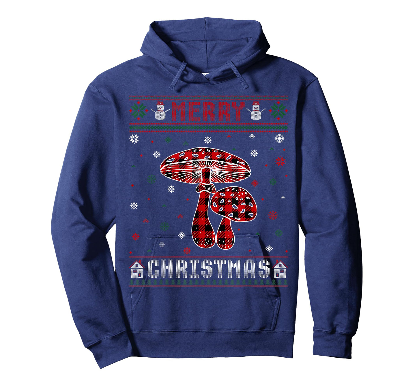 Ugly Christmas Sweater Mushroom Buffalo Plaid Red Xmas T-Shirt