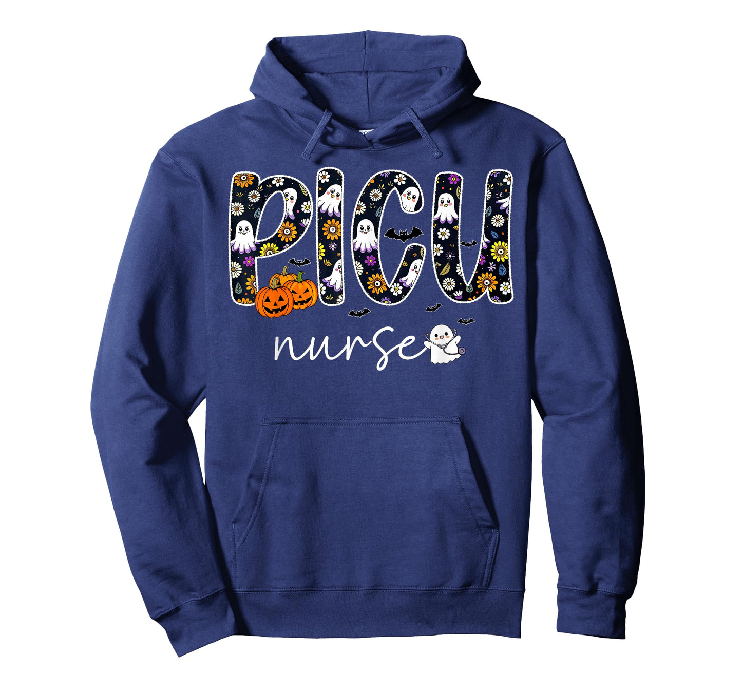 PICU Nurse Pumpkin Ghost Halloween Pediatric ICU RN T-Shirt